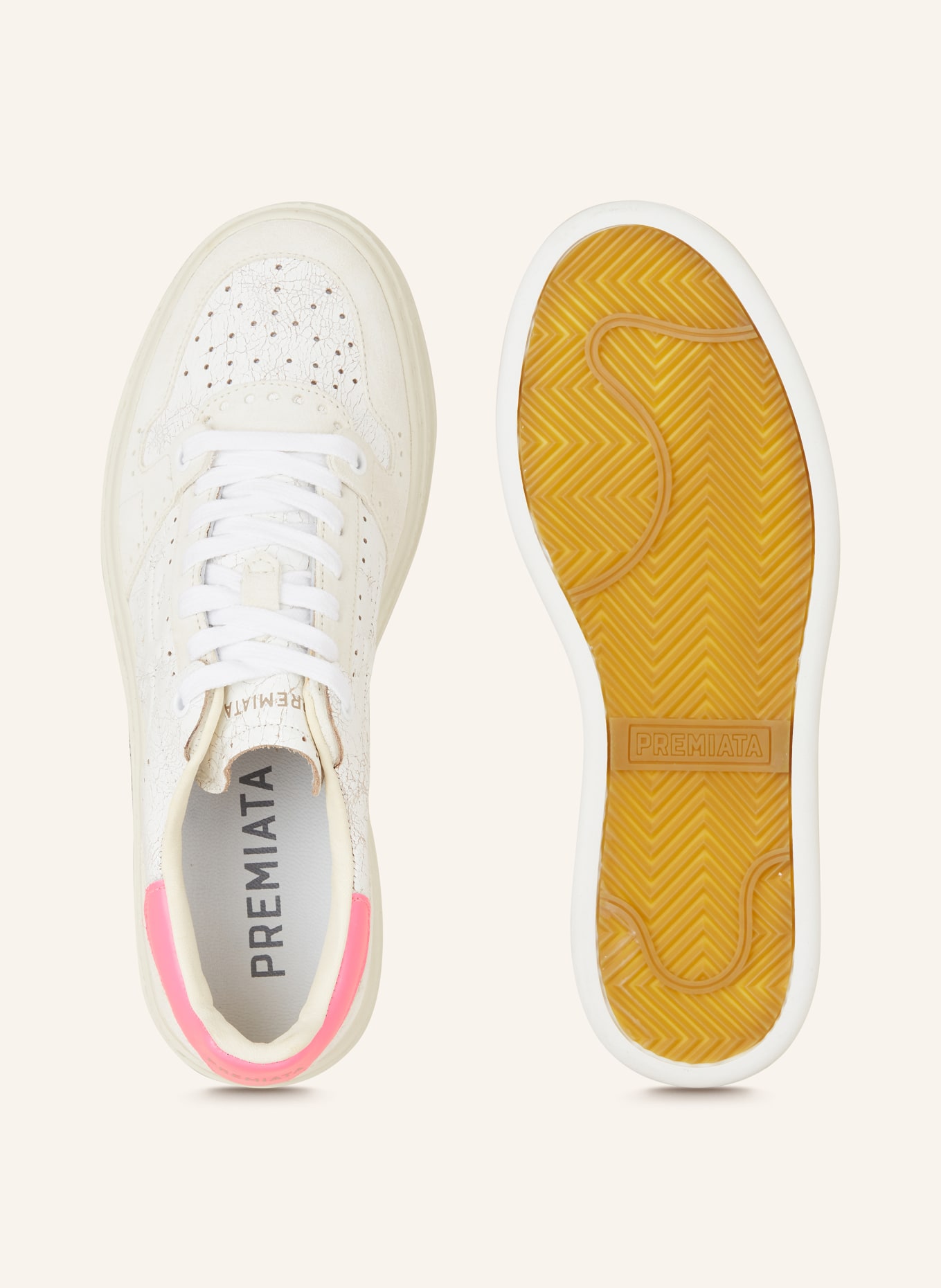 PREMIATA Sneakers QUINN-D, Color: WHITE/ LIGHT GRAY/ NEON PINK (Image 5)