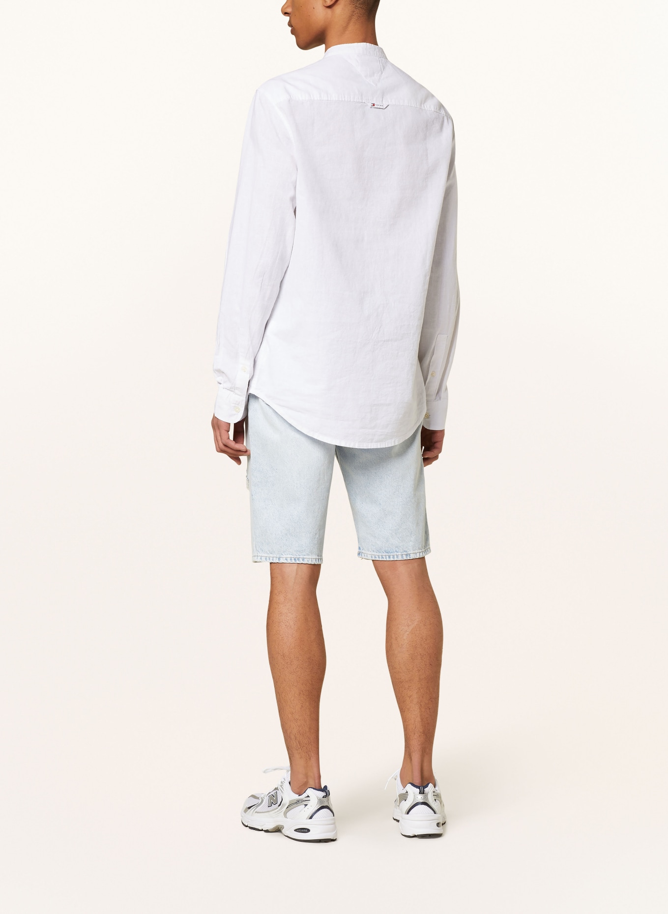 TOMMY JEANS Shirt regular fit with stand-up collar and linen, Color: WHITE (Image 3)
