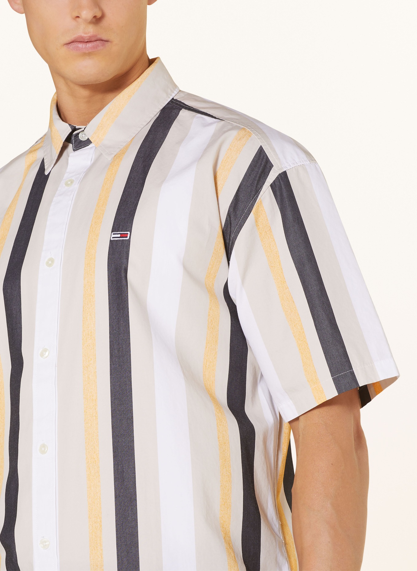 TOMMY JEANS Kurzarm-Hemd Relaxed Fit: BEIGE / GELB