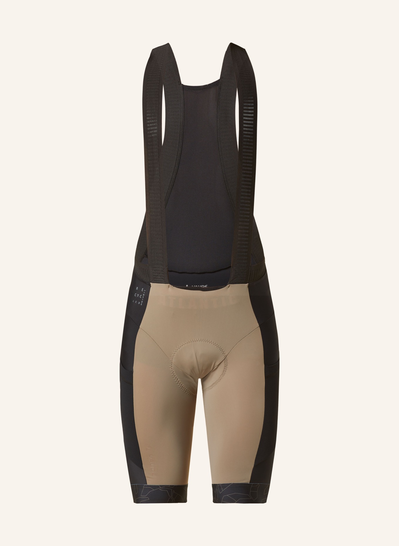VAUDE Cycling shorts KURO II with straps and padded insert, Color: BLACK/ LIGHT BROWN (Image 1)