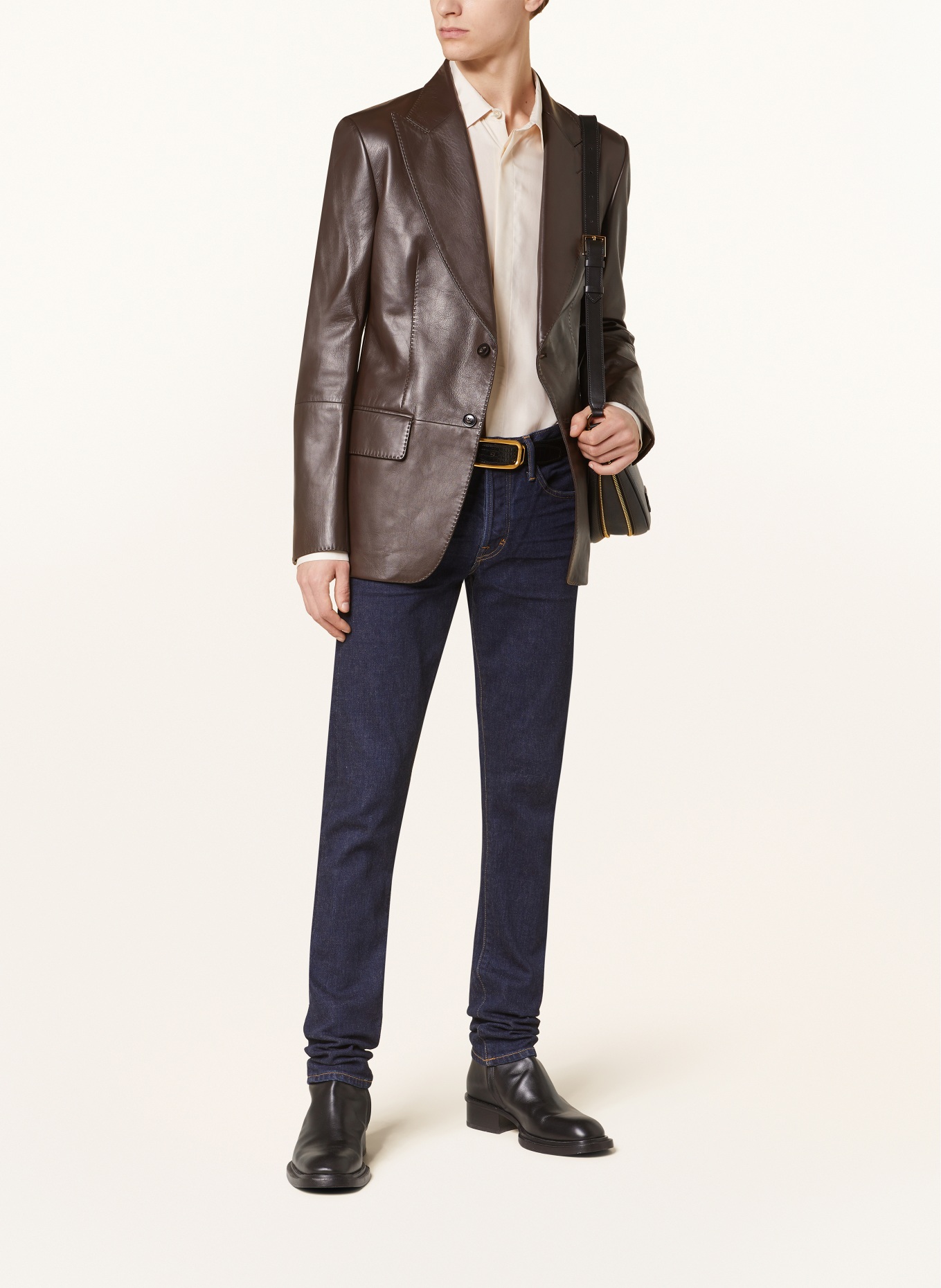 TOM FORD Leather tailored jacket, Color: KB440 CHOCOLATE (Image 2)