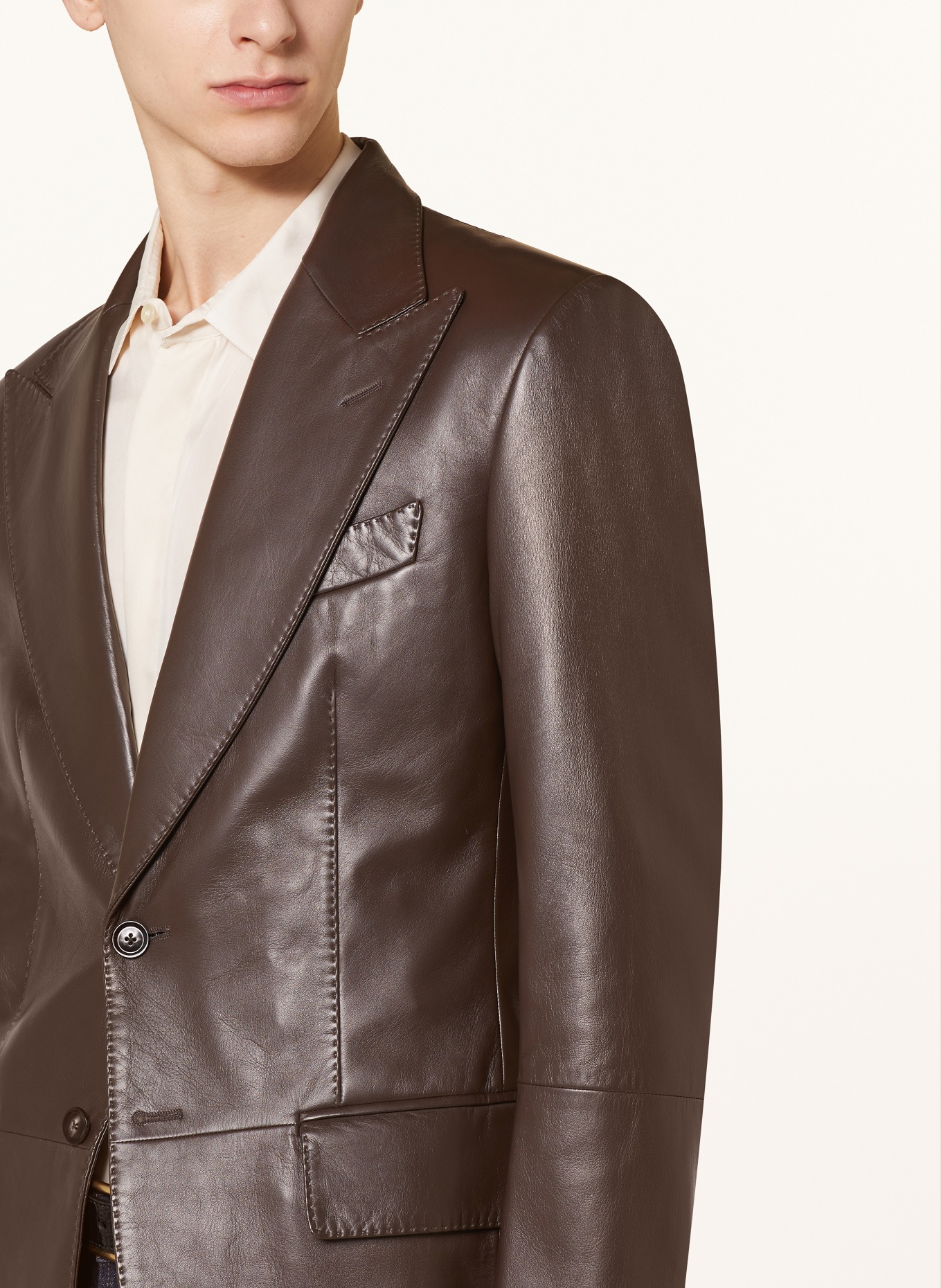 TOM FORD Leather tailored jacket, Color: KB440 CHOCOLATE (Image 5)