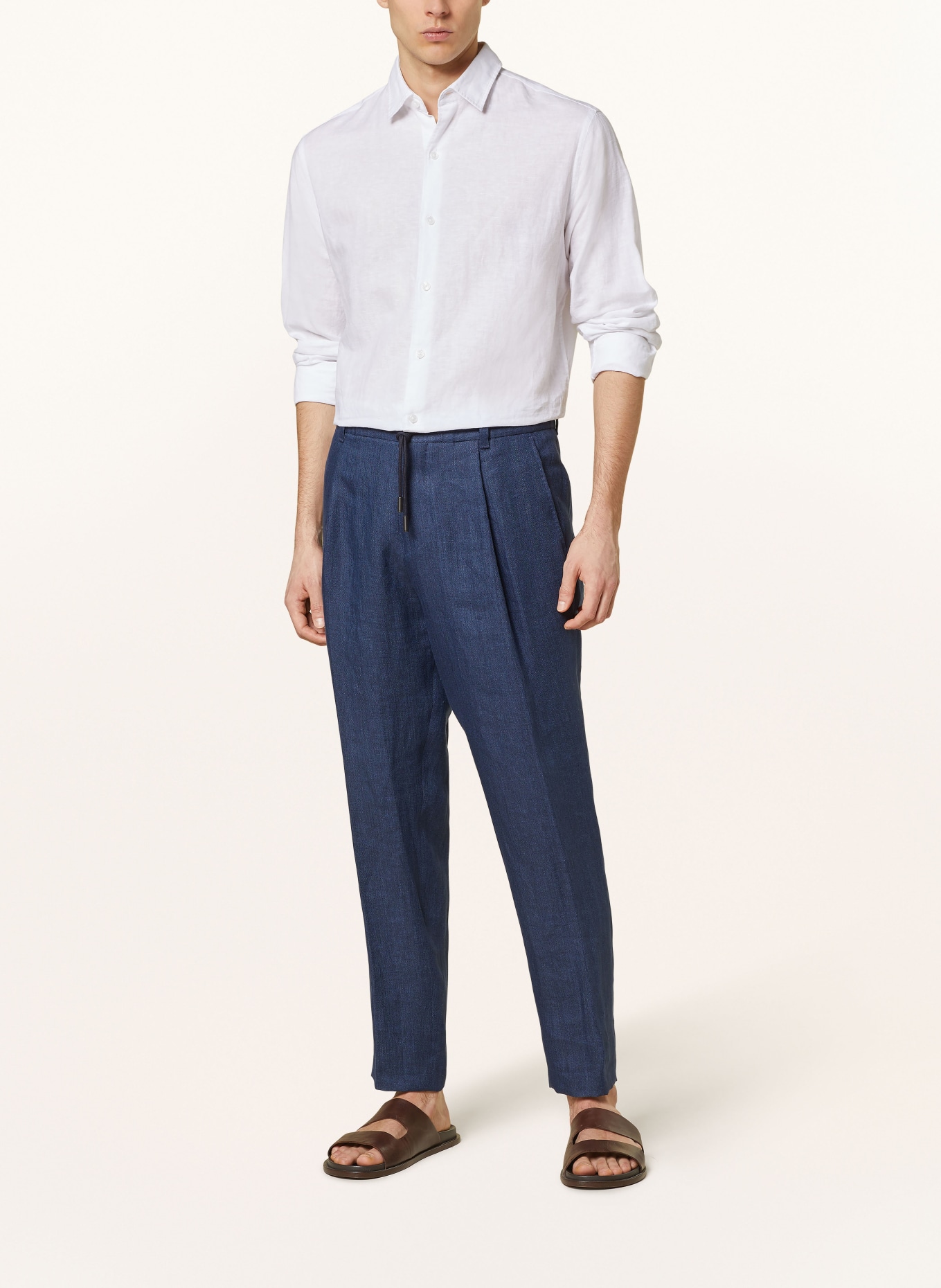 BOSS Spodnie z lnu PEETL w stylu dresowym extra slim fit, Kolor: GRANATOWY (Obrazek 2)
