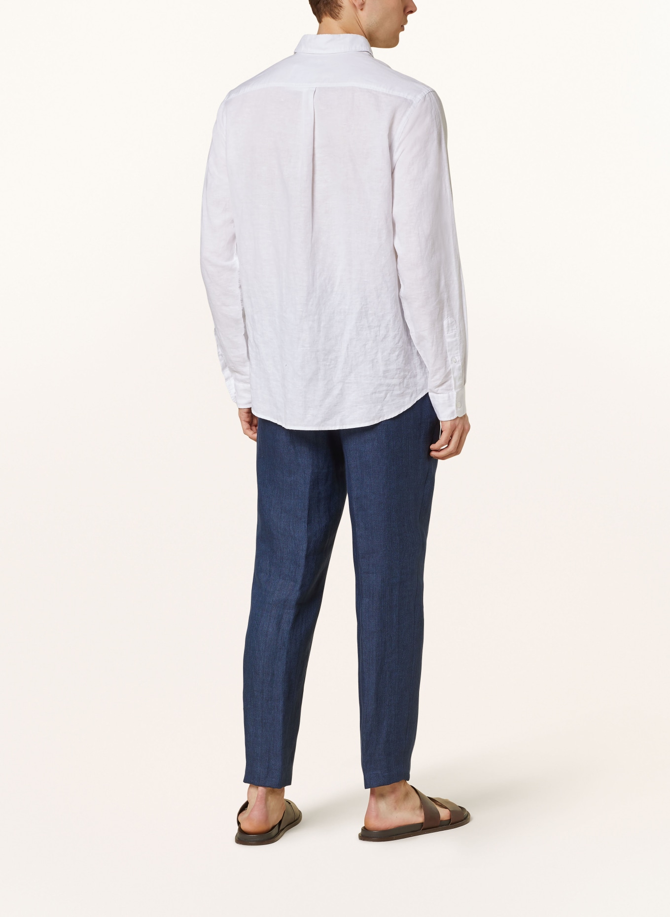 BOSS Spodnie z lnu PEETL w stylu dresowym extra slim fit, Kolor: GRANATOWY (Obrazek 3)