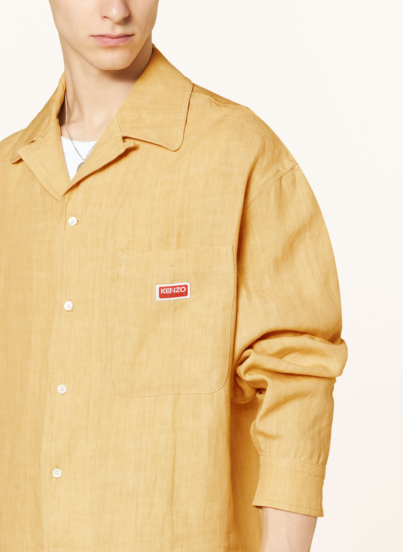 KENZO Resort shirt comfort fit in linen, Color: CAMEL (Image 4)