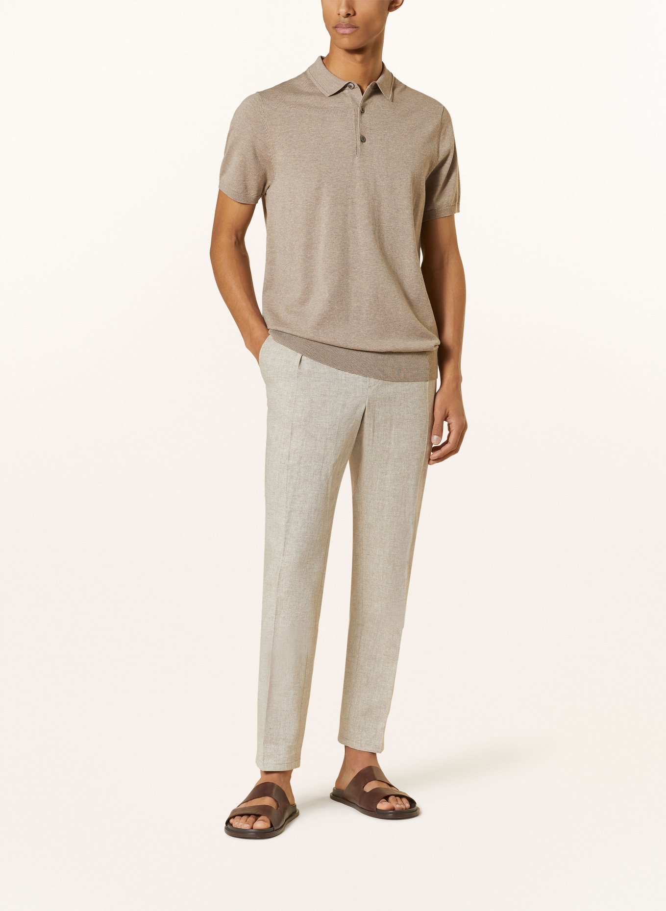 PROFUOMO Chinos slim fit with linen, Color: BEIGE (Image 2)
