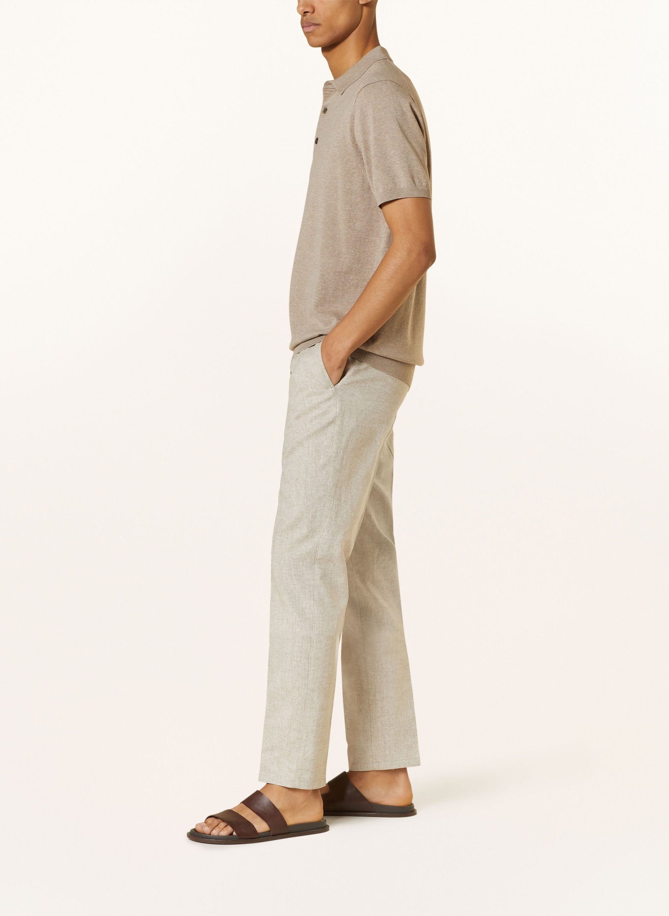 PROFUOMO Chinos slim fit with linen, Color: BEIGE (Image 4)