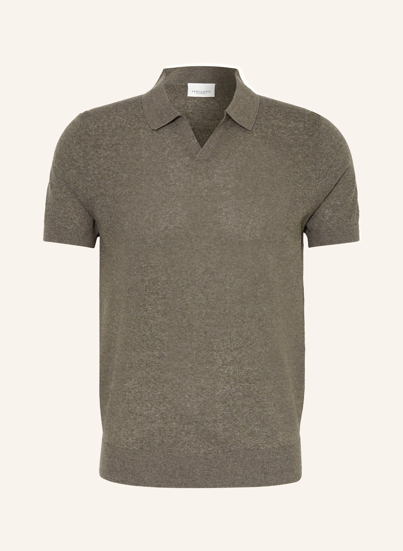PROFUOMO Knitted polo shirt with linen, Color: DARK GREEN (Image 1)
