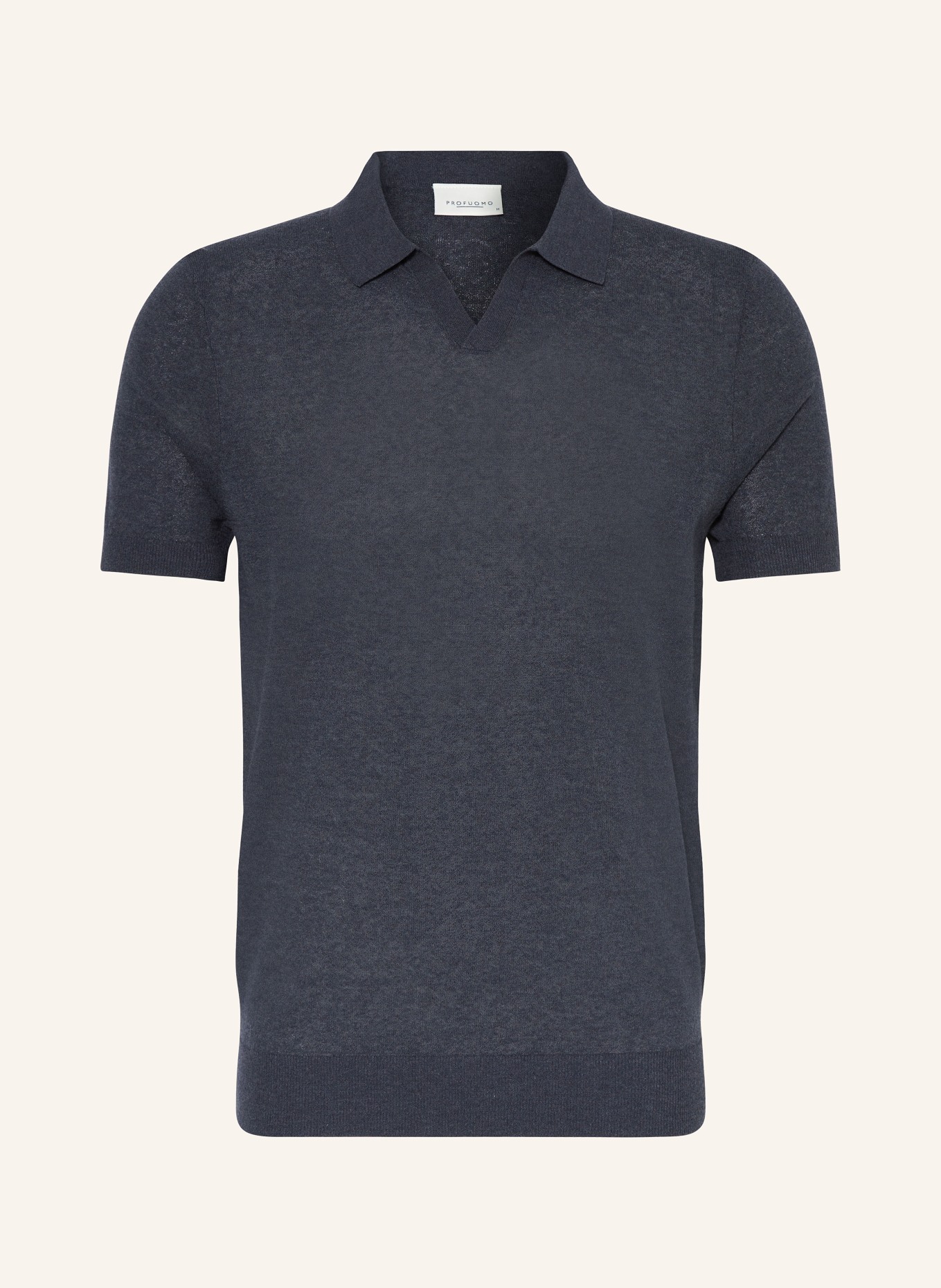 PROFUOMO Knitted polo shirt with linen, Color: DARK BLUE (Image 1)