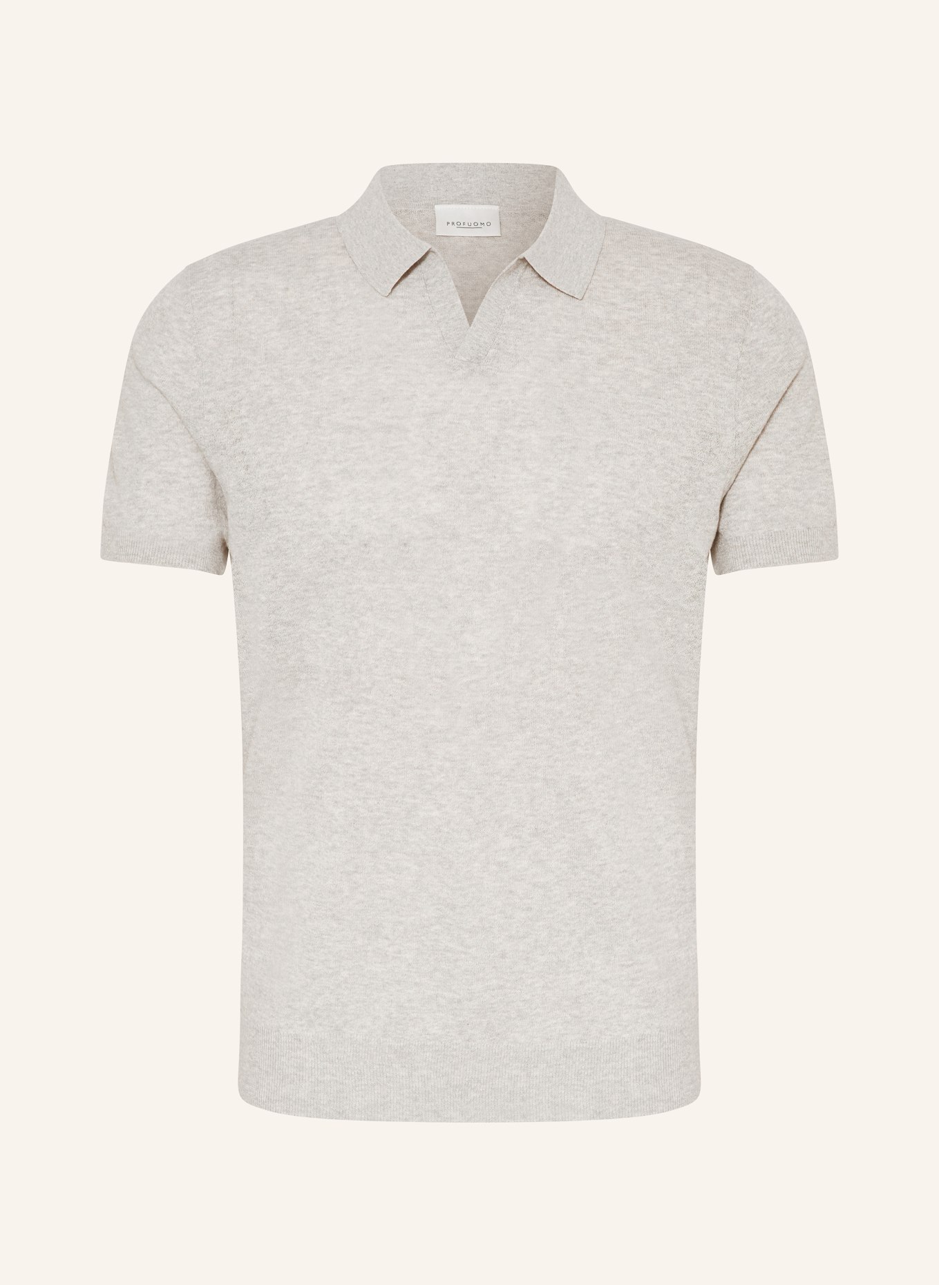 PROFUOMO Knitted polo shirt with linen, Color: LIGHT GRAY (Image 1)