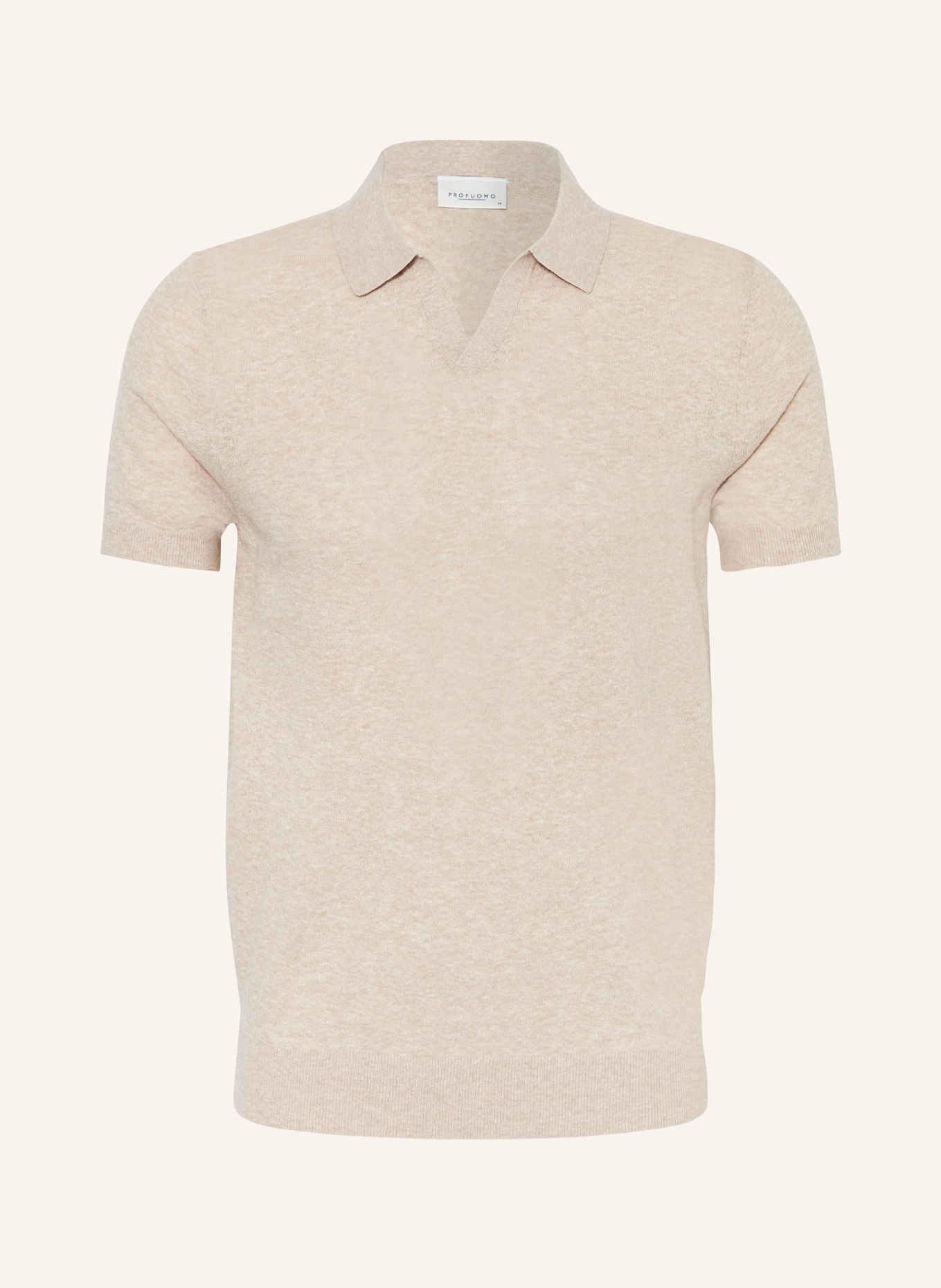 PROFUOMO Knitted polo shirt with linen, Color: LIGHT BROWN (Image 1)