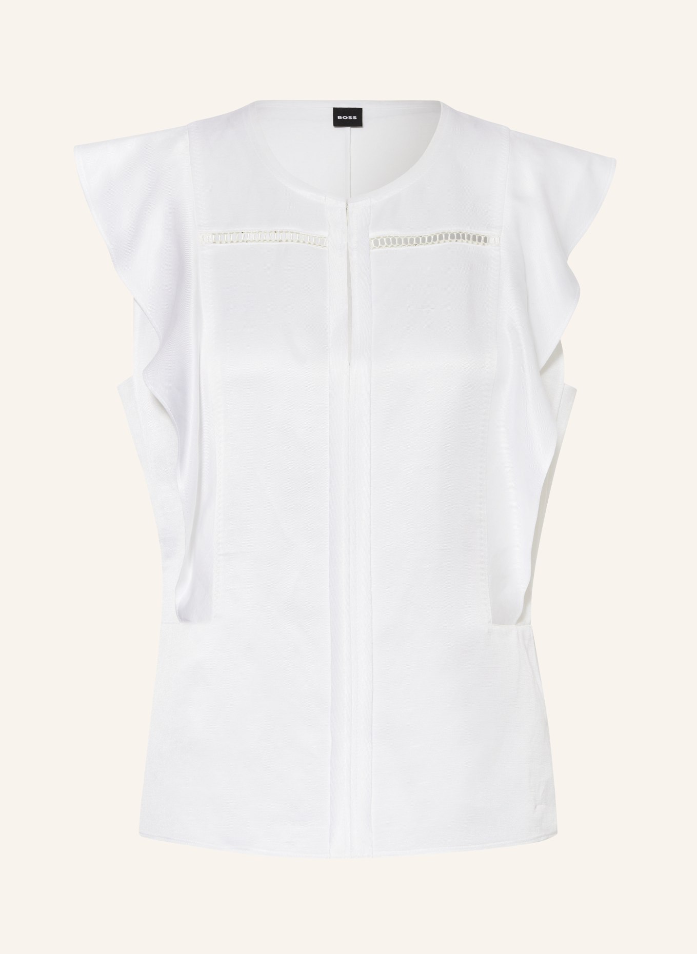 BOSS Blouse top BILEINA with linen, Color: WHITE (Image 1)