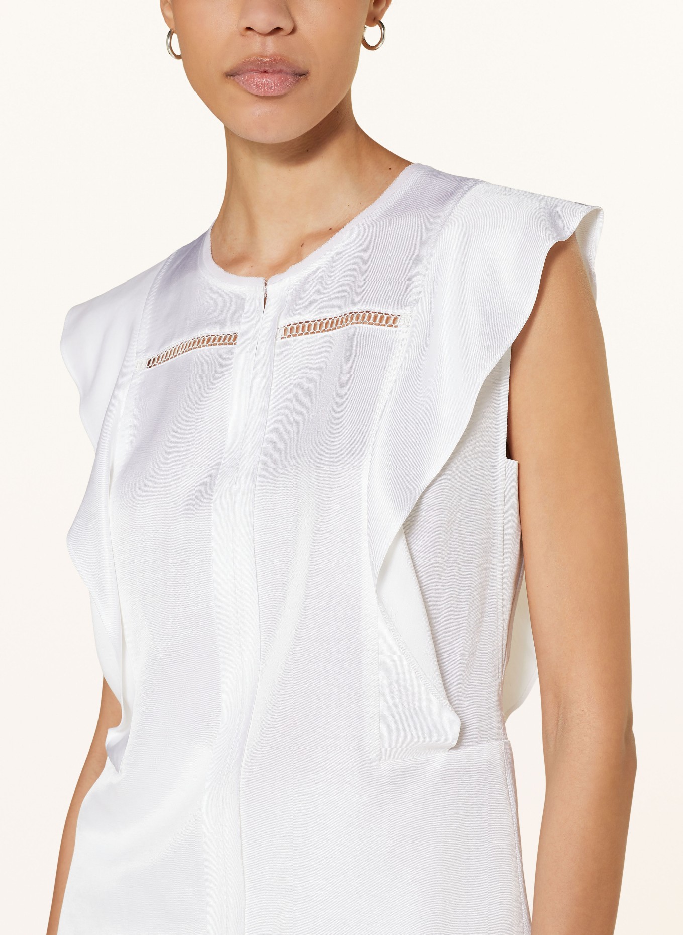 BOSS Blouse top BILEINA with linen, Color: WHITE (Image 4)