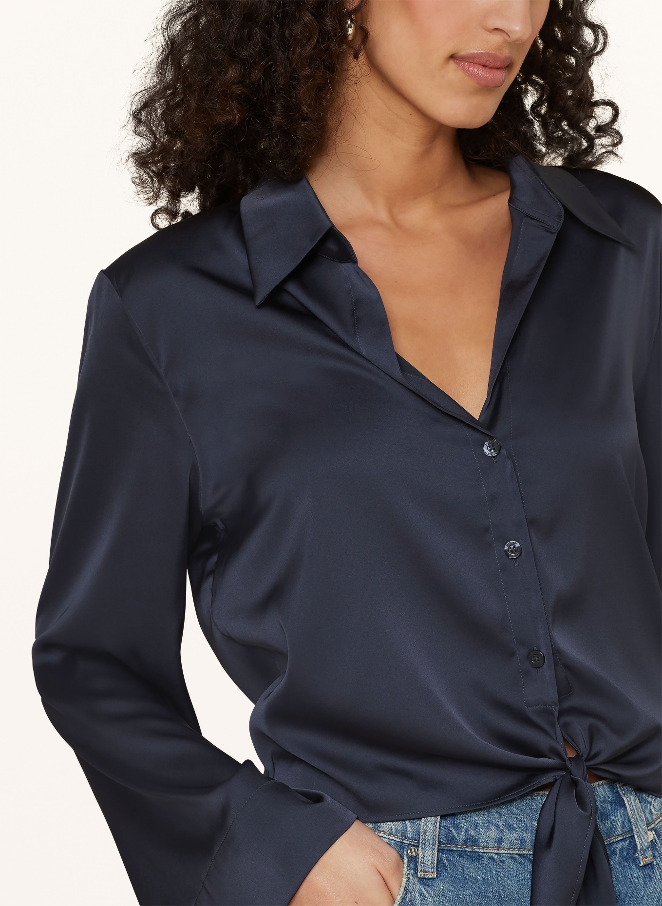 HUGO Satin blouse ERRIKA, Color: DARK BLUE (Image 4)