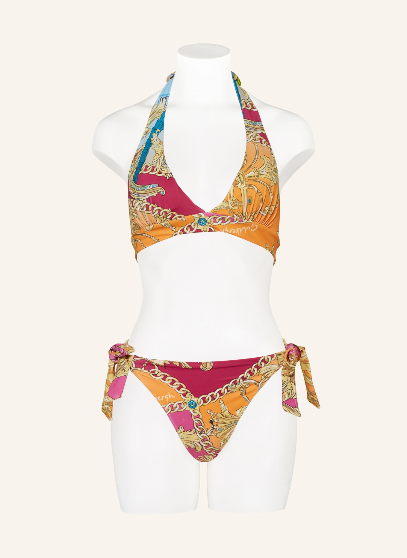 GOLDBERGH Halter neck bikini top TAN MIAMI, Color: ORANGE/ FUCHSIA/ GOLD (Image 2)