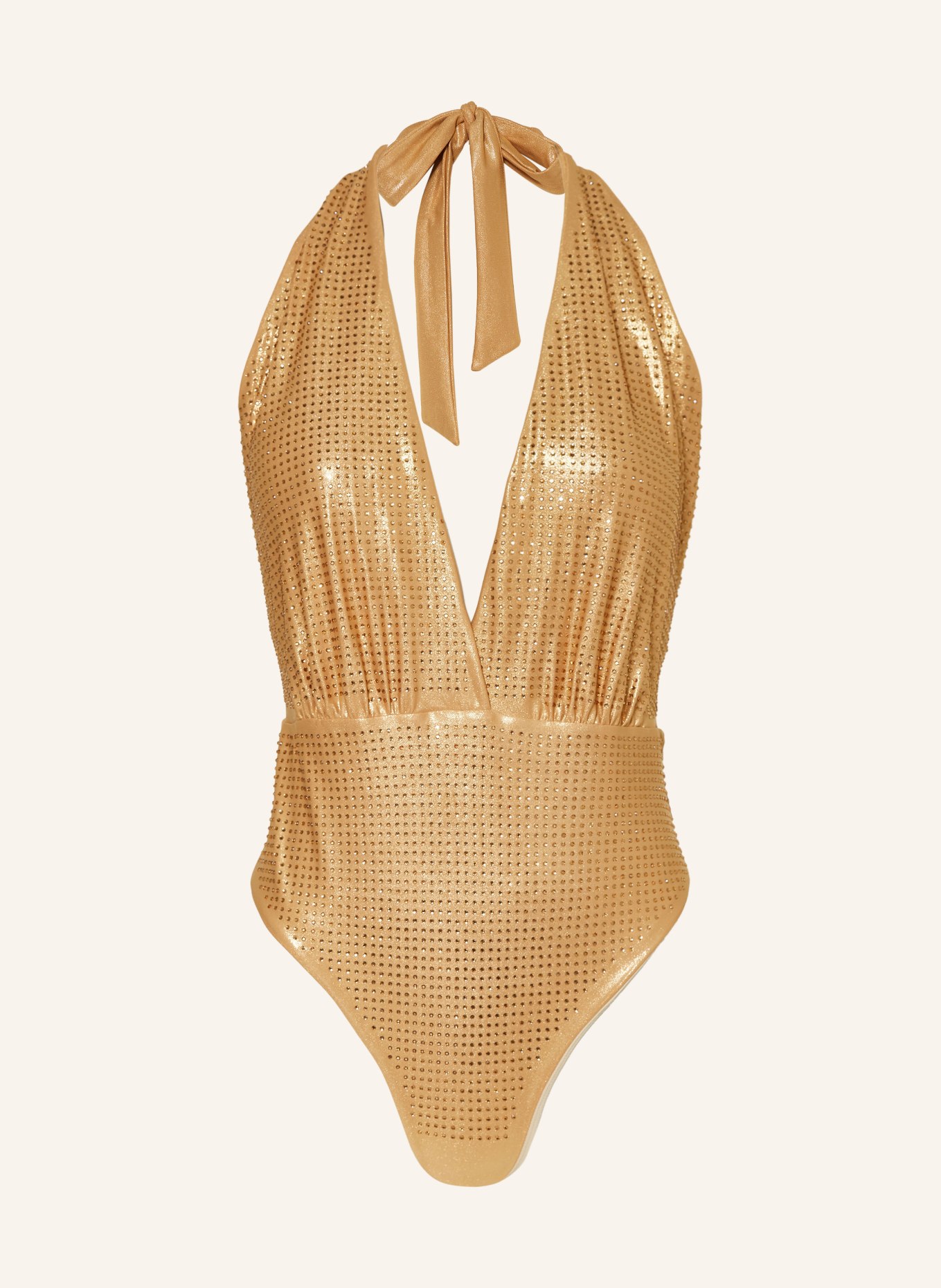 GOLDBERGH Halter neck-swimsuit POSIE with decorative gems, Color: GOLD (Image 1)