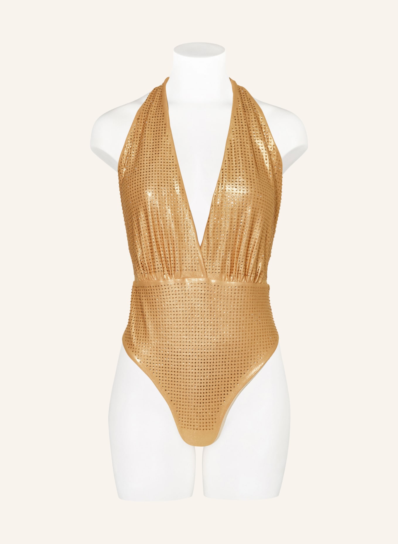 GOLDBERGH Halter neck-swimsuit POSIE with decorative gems, Color: GOLD (Image 2)