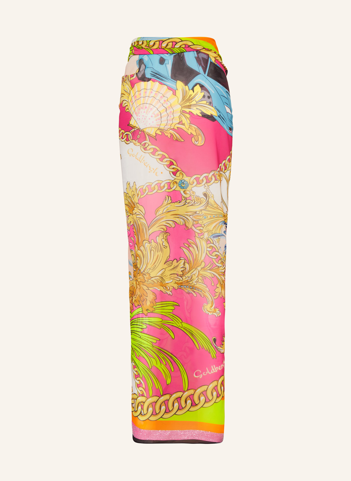 GOLDBERGH Sarong POOLSIDE with decorative gems, Color: PINK/ YELLOW/ LIGHT GREEN (Image 2)