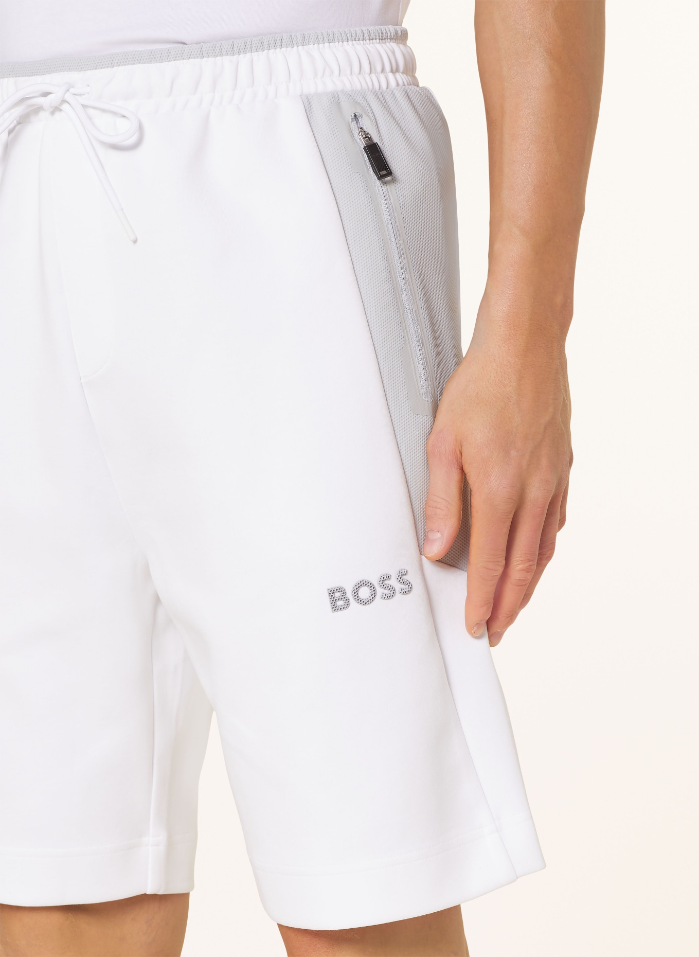 BOSS Sweat shorts HEADLO, Color: WHITE/ LIGHT GRAY (Image 5)
