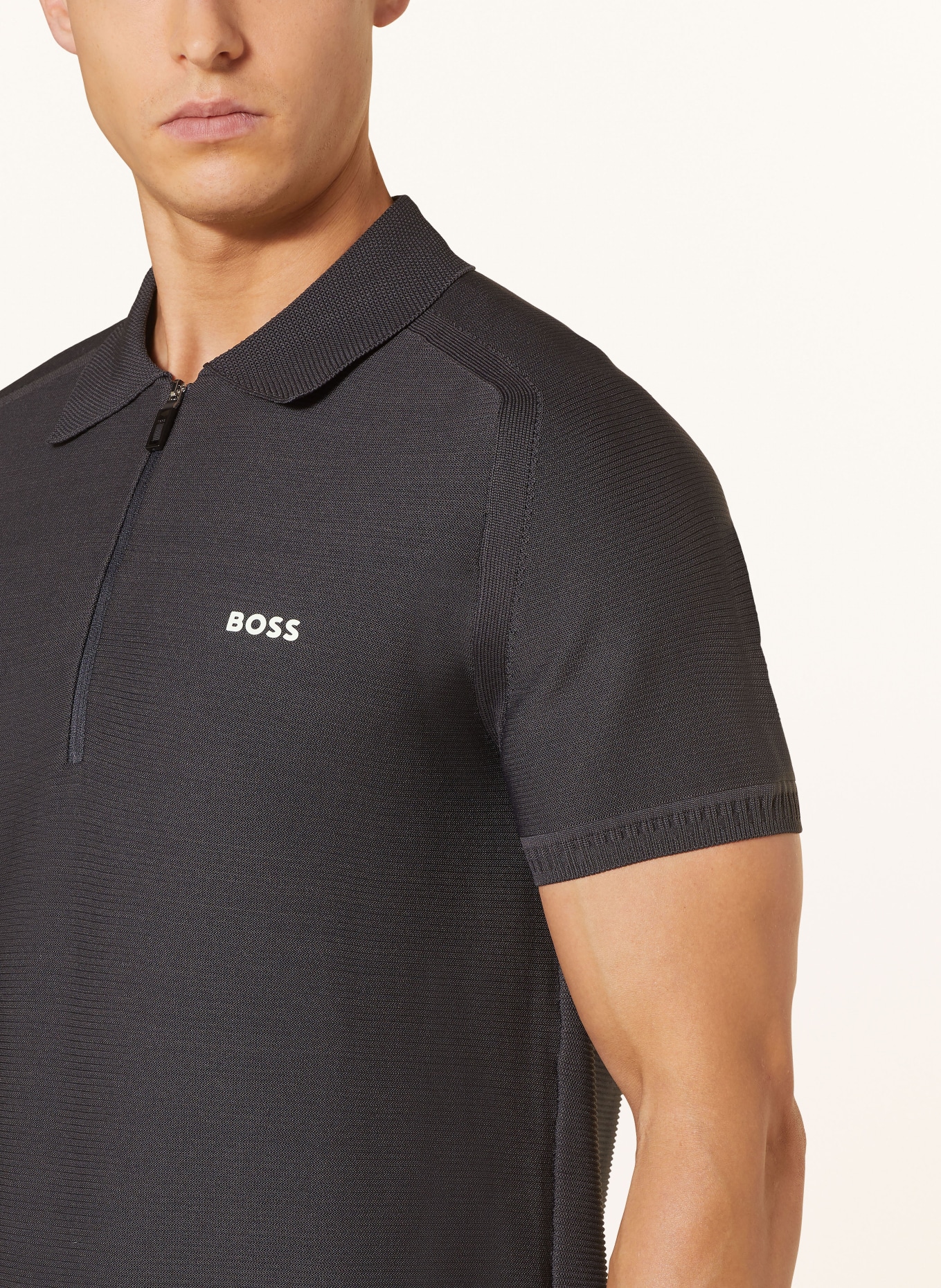 BOSS Knitted polo shirt ZAYNO, Color: DARK GRAY (Image 4)