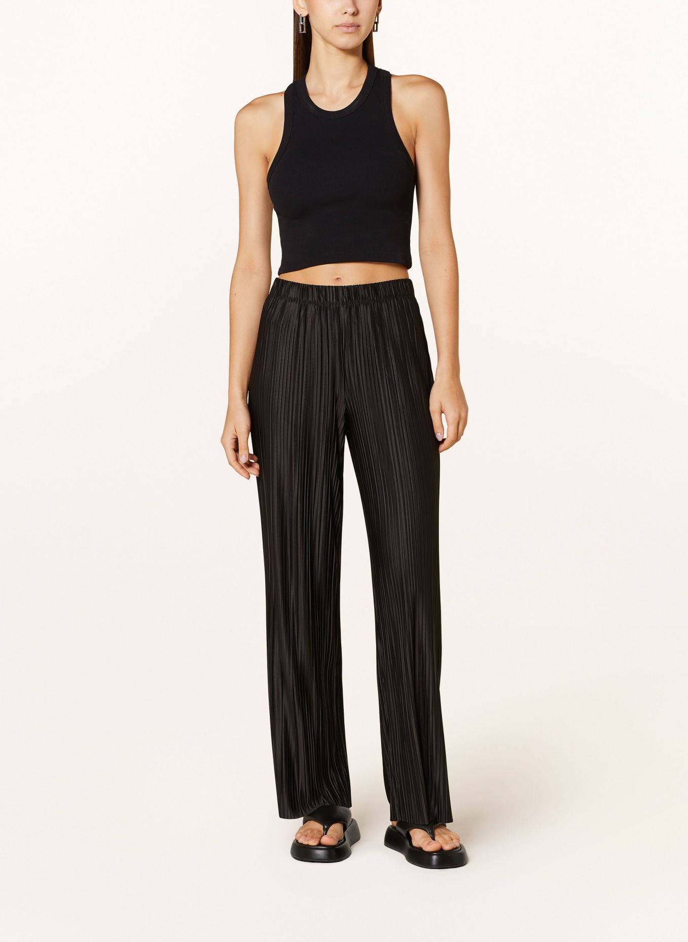 ONLY Satin trousers with pleats, Color: BLACK (Image 2)