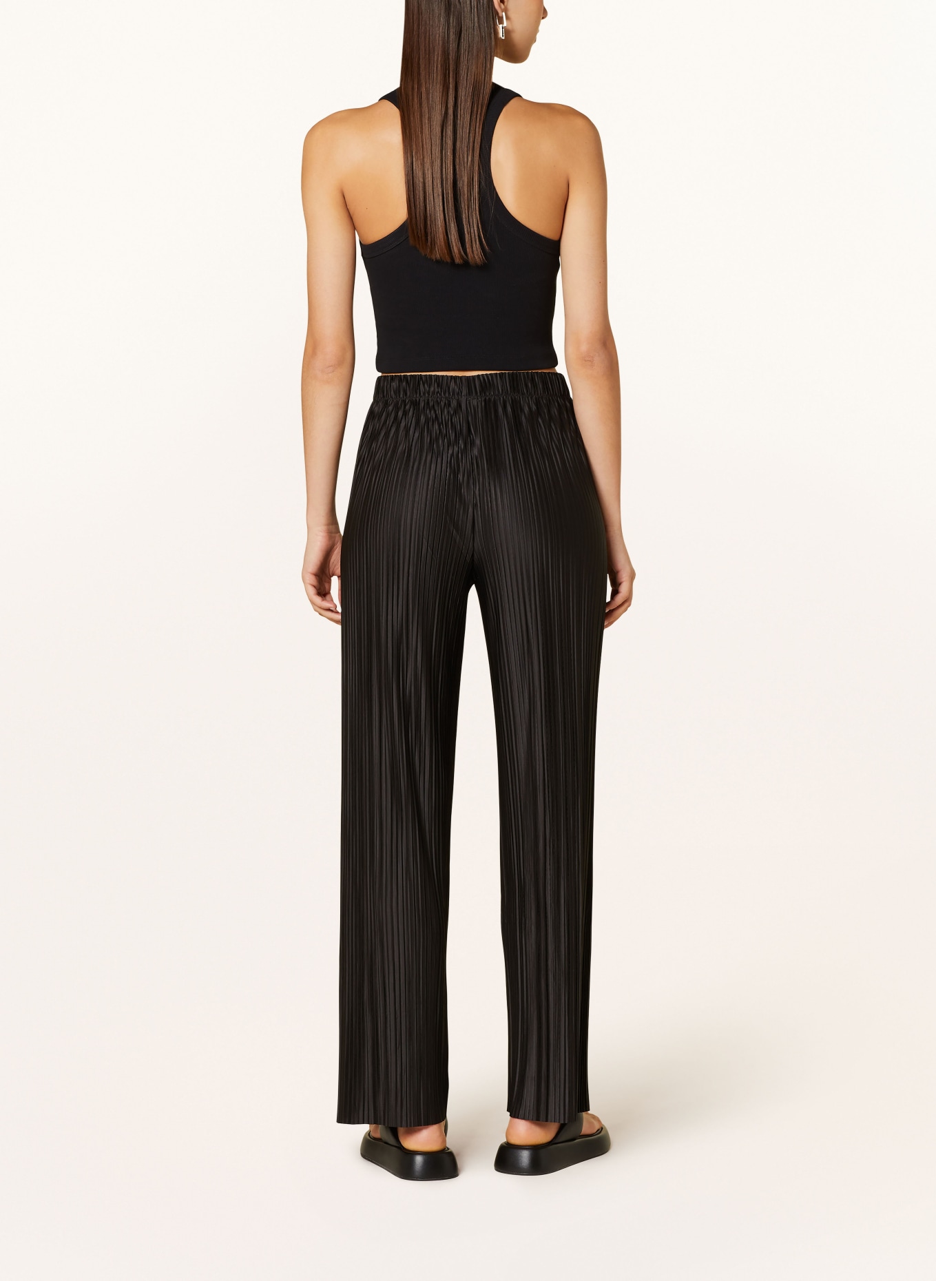 ONLY Satin trousers with pleats, Color: BLACK (Image 3)