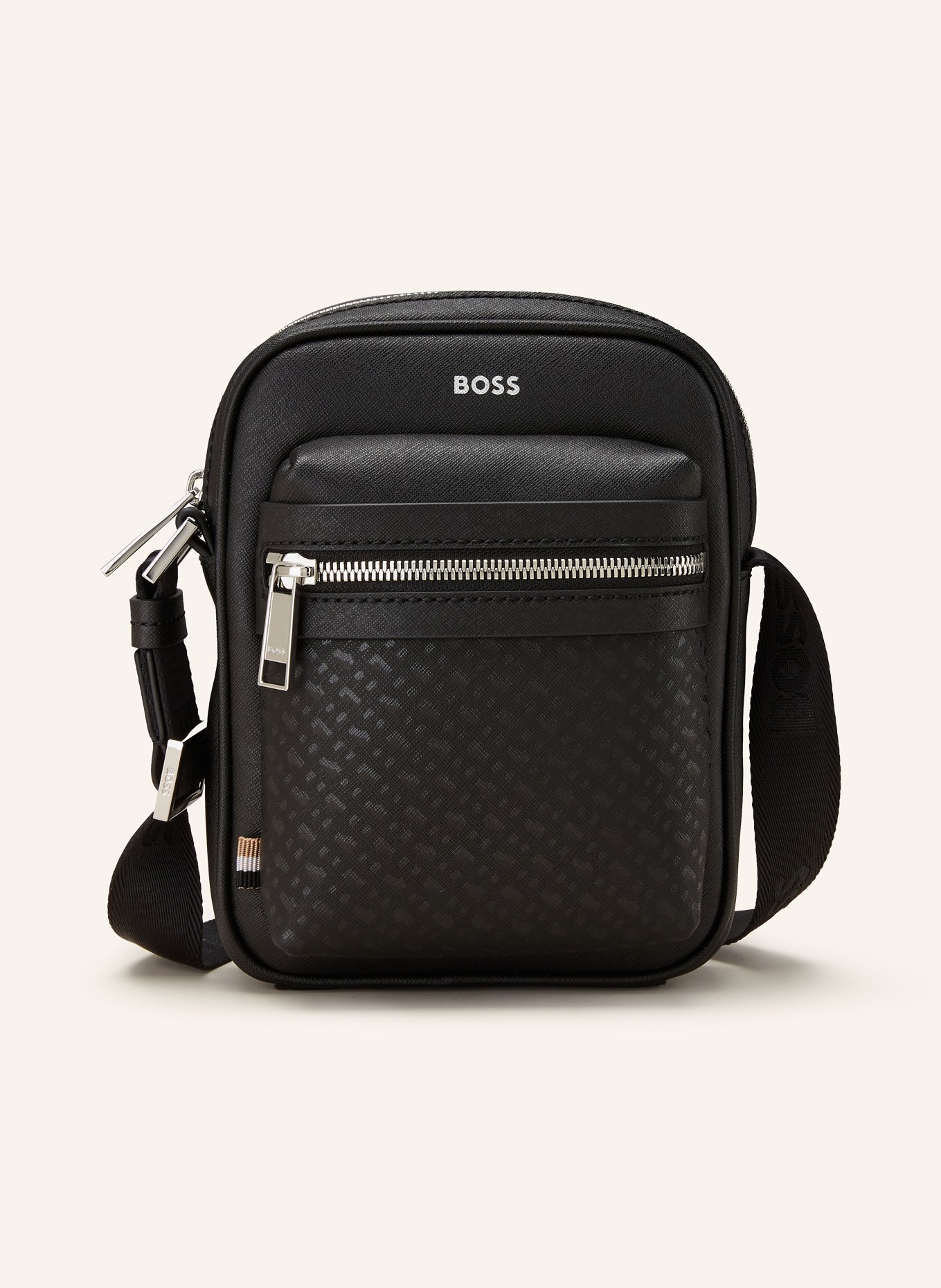 BOSS Saffiano crossbody bag ZAIR, Color: BLACK (Image 1)