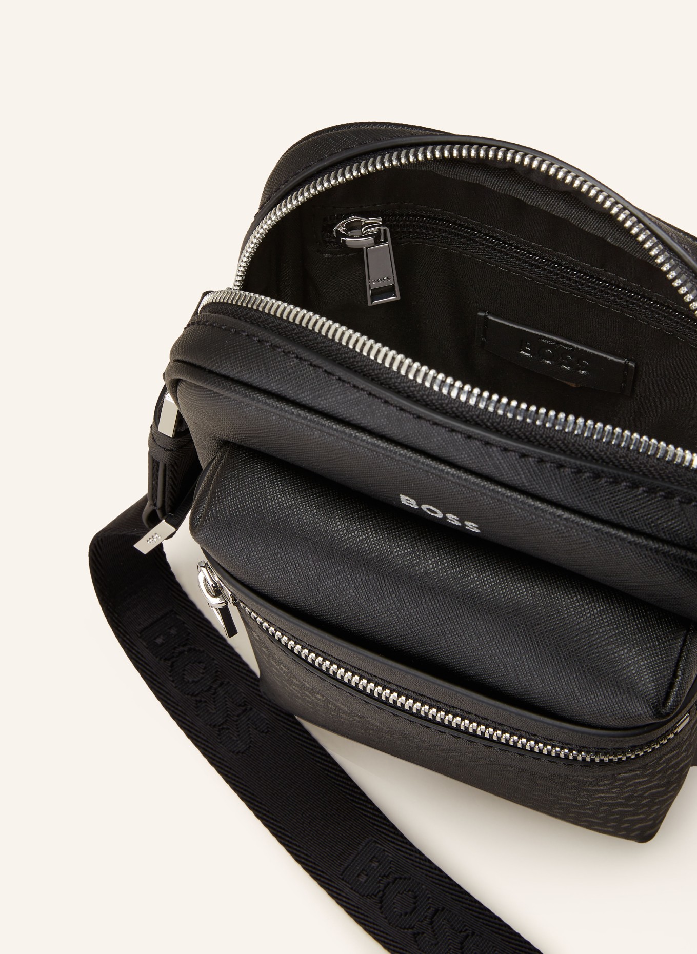 BOSS Saffiano crossbody bag ZAIR, Color: BLACK (Image 3)