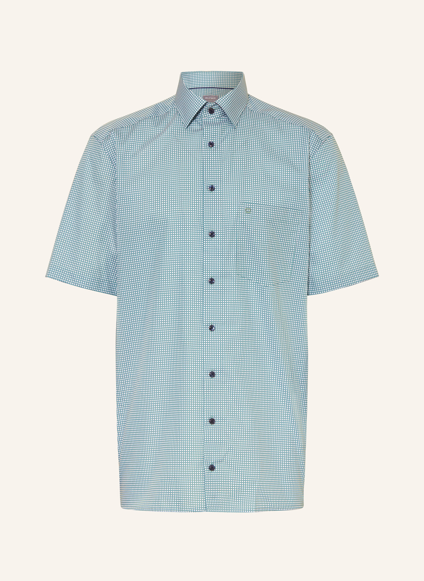 OLYMP Koszula z krótkim rękawem Luxor comfort fit, Kolor: ZIELONY/ BIAŁY (Obrazek 1)