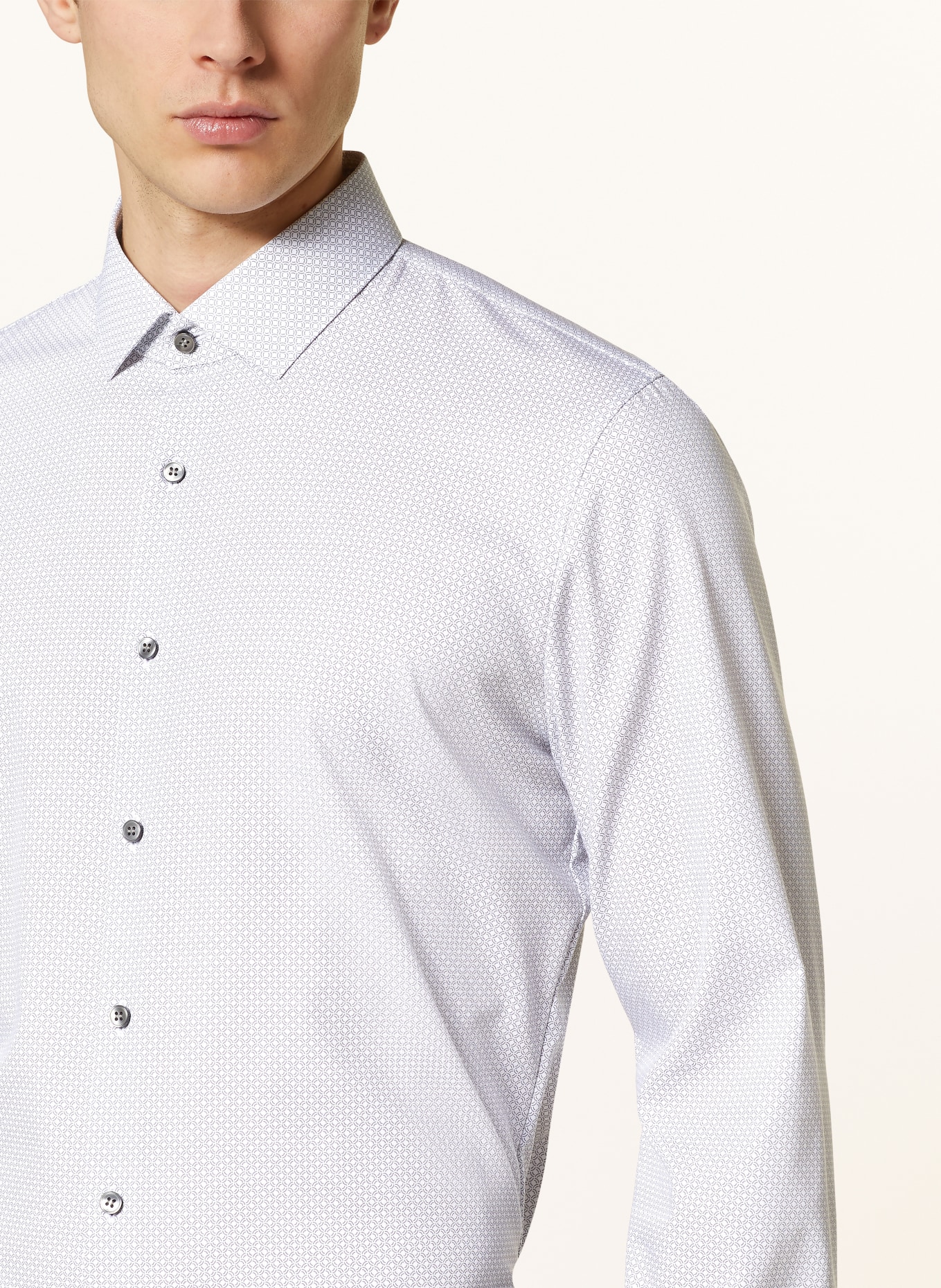 OLYMP Hemd No. Six super slim: GRAU / WEISS