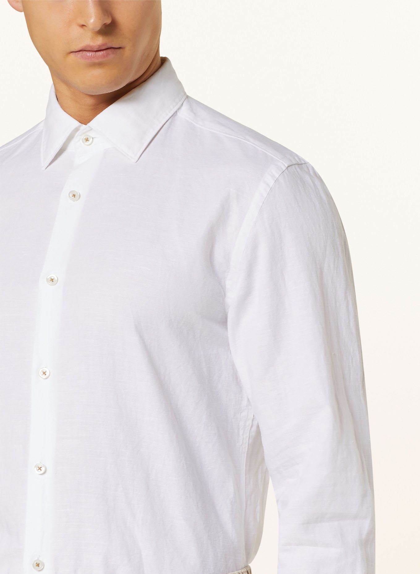 BOSS Shirt HAL casual fit with linen, Color: WHITE (Image 4)