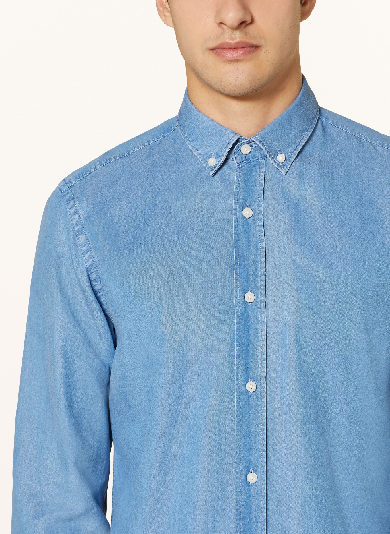BOSS Shirt casual fit in denim look, Color: BLUE (Image 4)