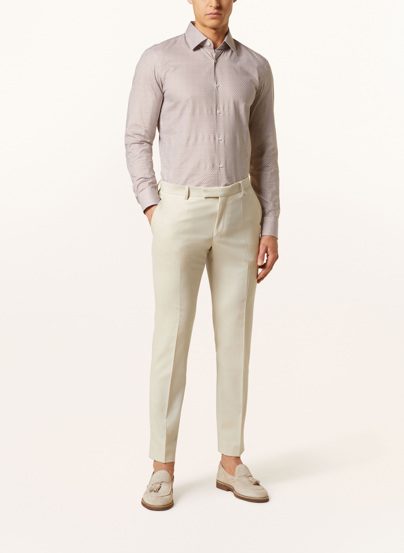 BOSS Shirt HANK slim fit, Color: BEIGE/ WHITE (Image 2)