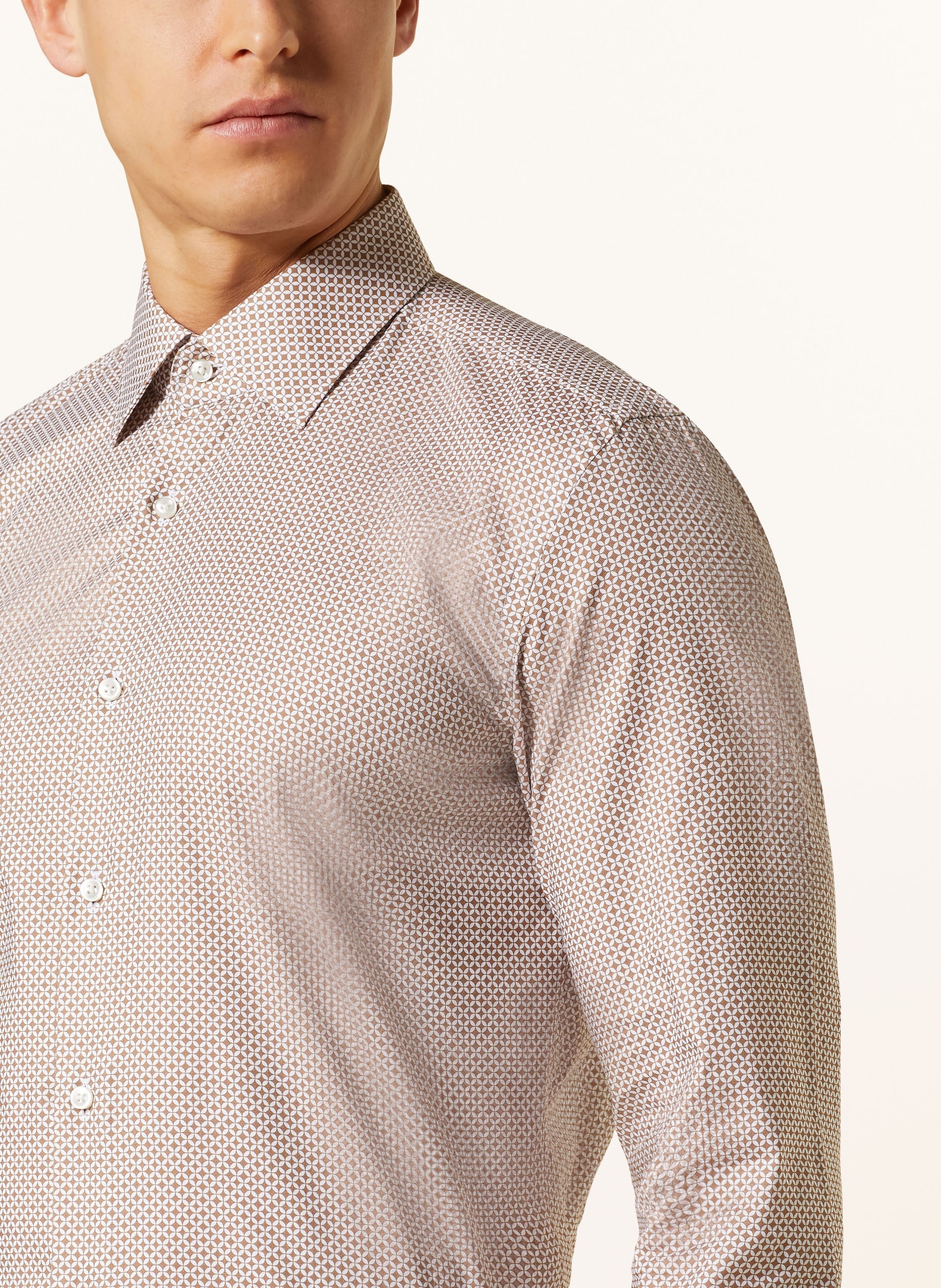BOSS Shirt HANK slim fit, Color: BEIGE/ WHITE (Image 4)