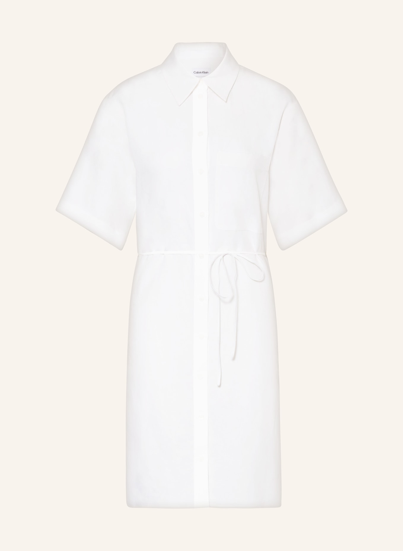 Calvin Klein Shirt dress with linen, Color: WHITE (Image 1)