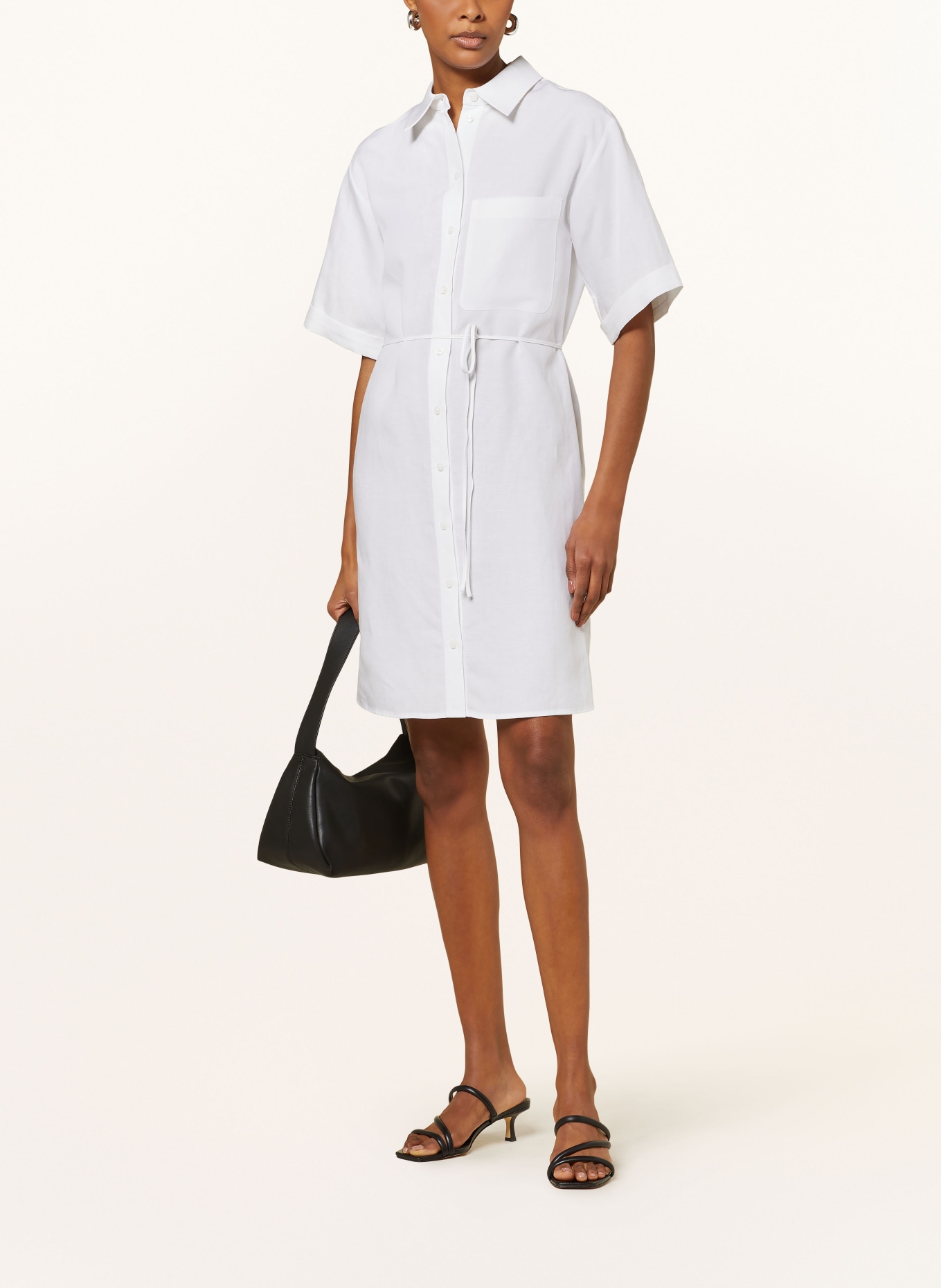 Calvin Klein Shirt dress with linen, Color: WHITE (Image 2)