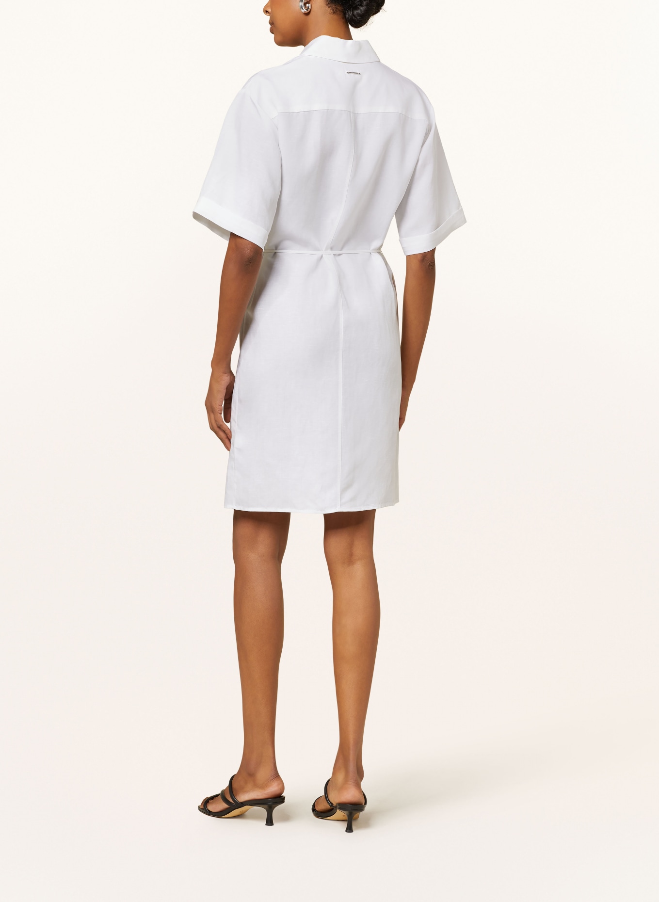 Calvin Klein Shirt dress with linen, Color: WHITE (Image 3)