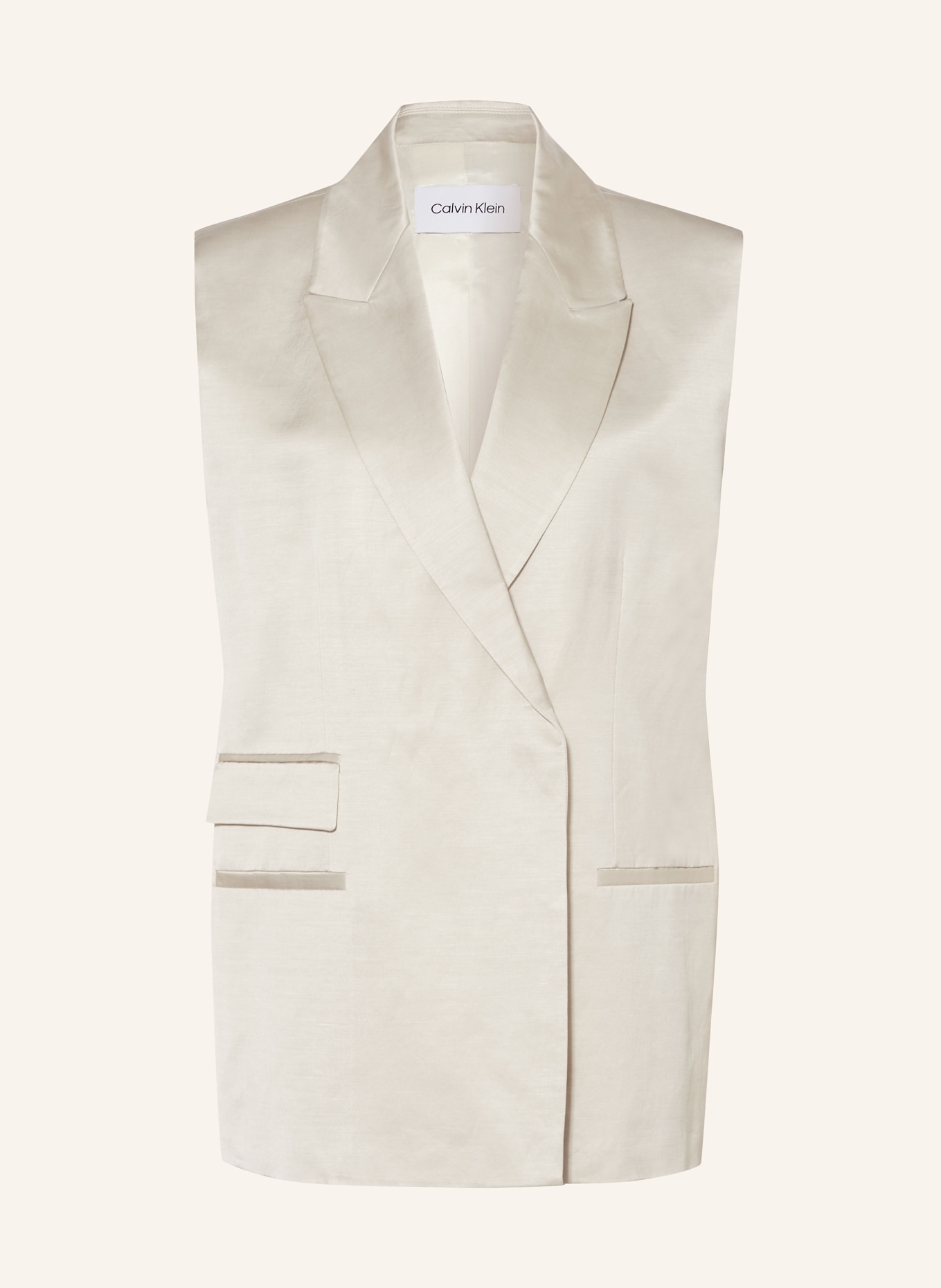 Calvin Klein Blazer vest made of satin, Color: BEIGE (Image 1)