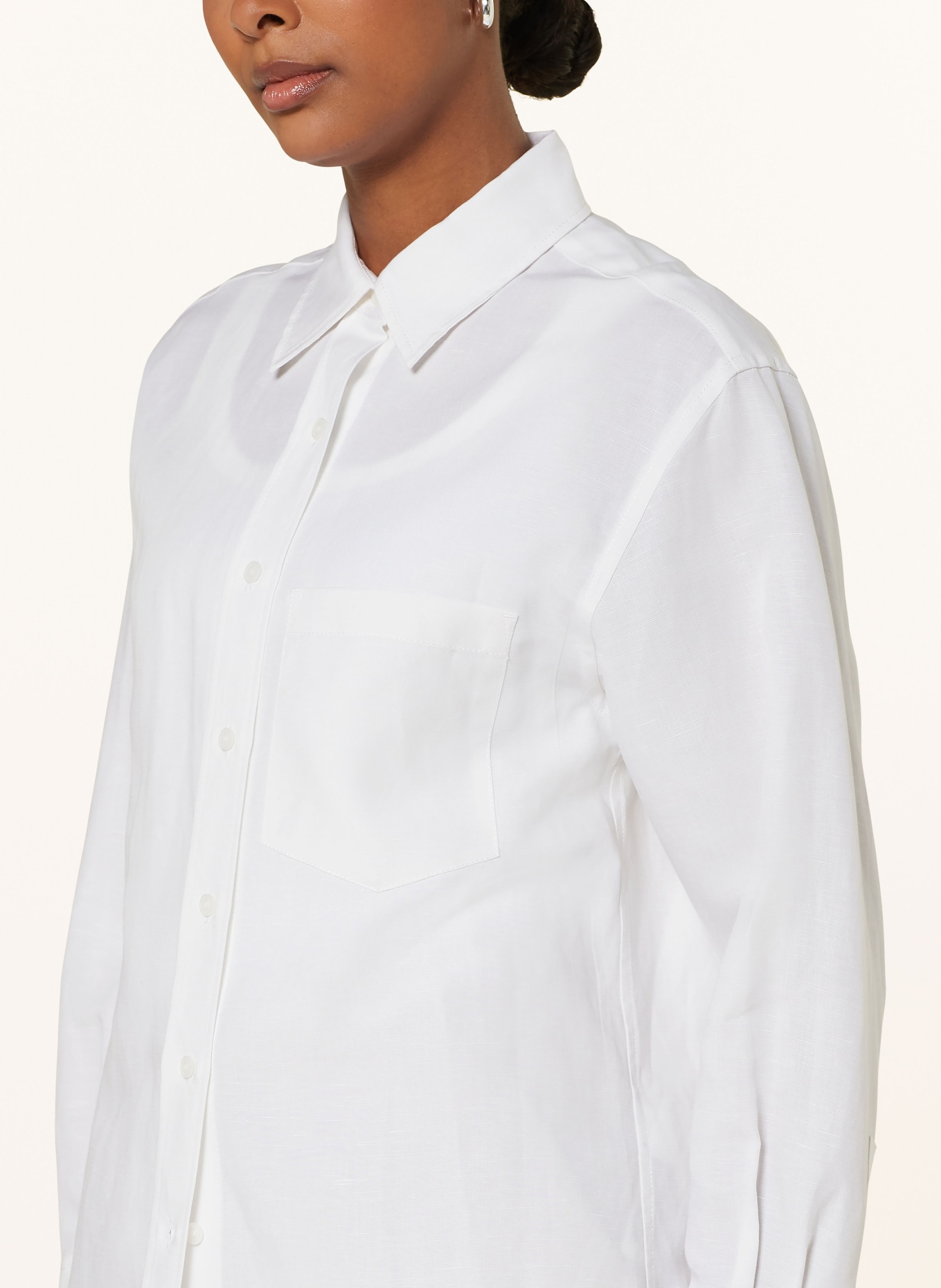 Calvin Klein Košilová halenka s příměsí lnu, Barva: BÍLÁ (Obrázek 4)