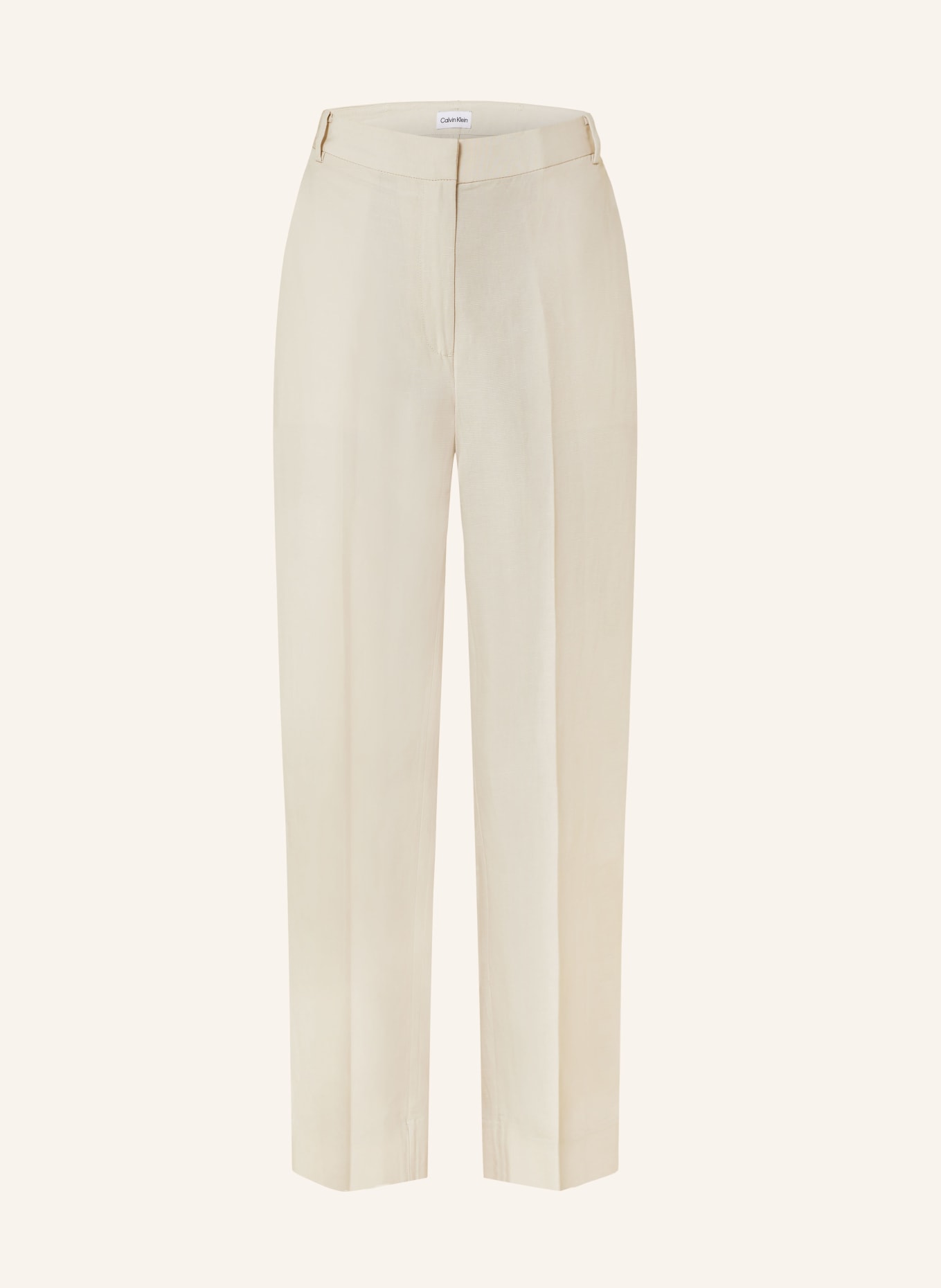 Calvin Klein Spodnie marlena z dodatkiem lnu, Kolor: KREMOWY (Obrazek 1)
