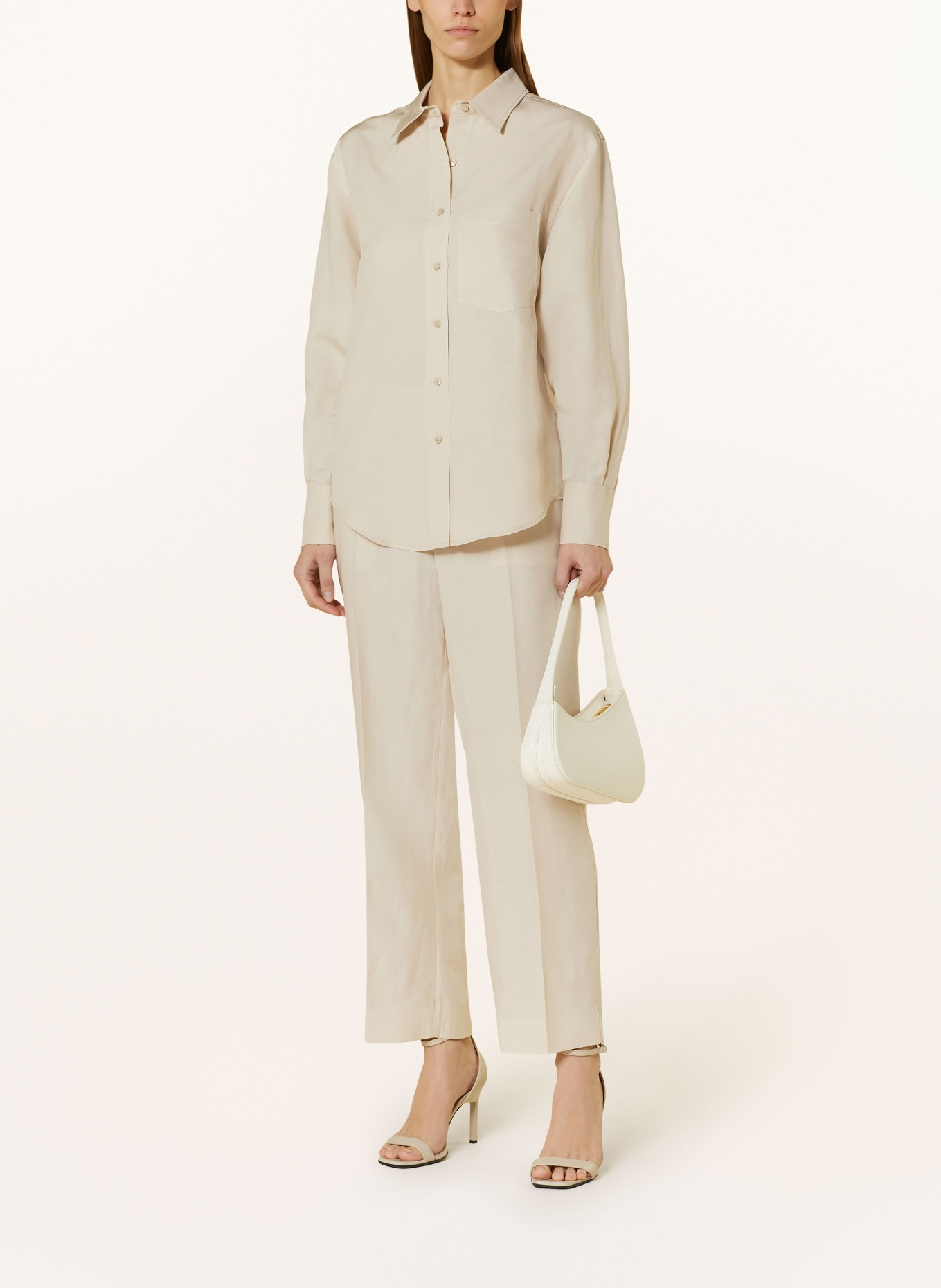 Calvin Klein Spodnie marlena z dodatkiem lnu, Kolor: KREMOWY (Obrazek 2)