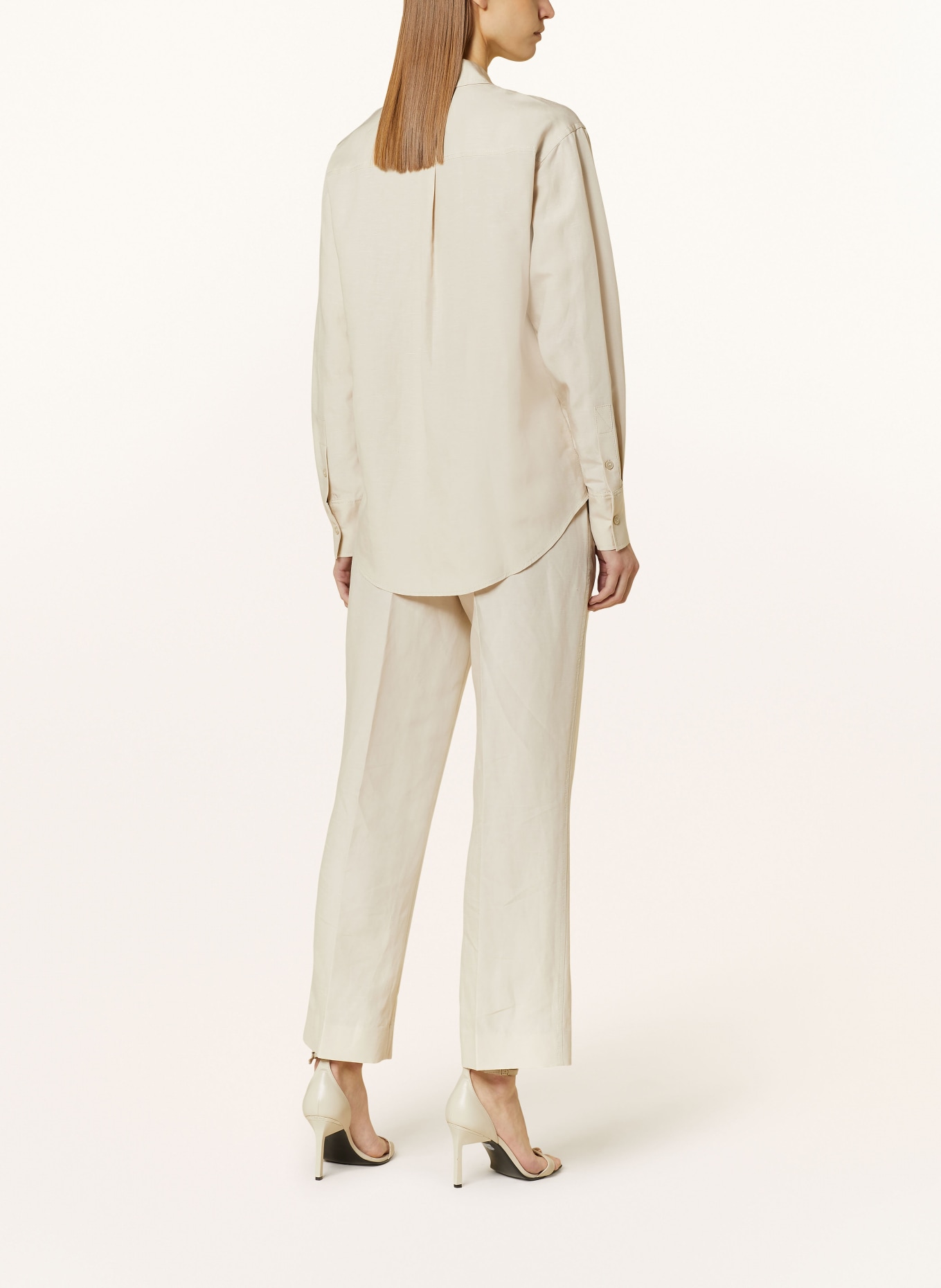 Calvin Klein Wide leg trousers with linen, Color: CREAM (Image 3)
