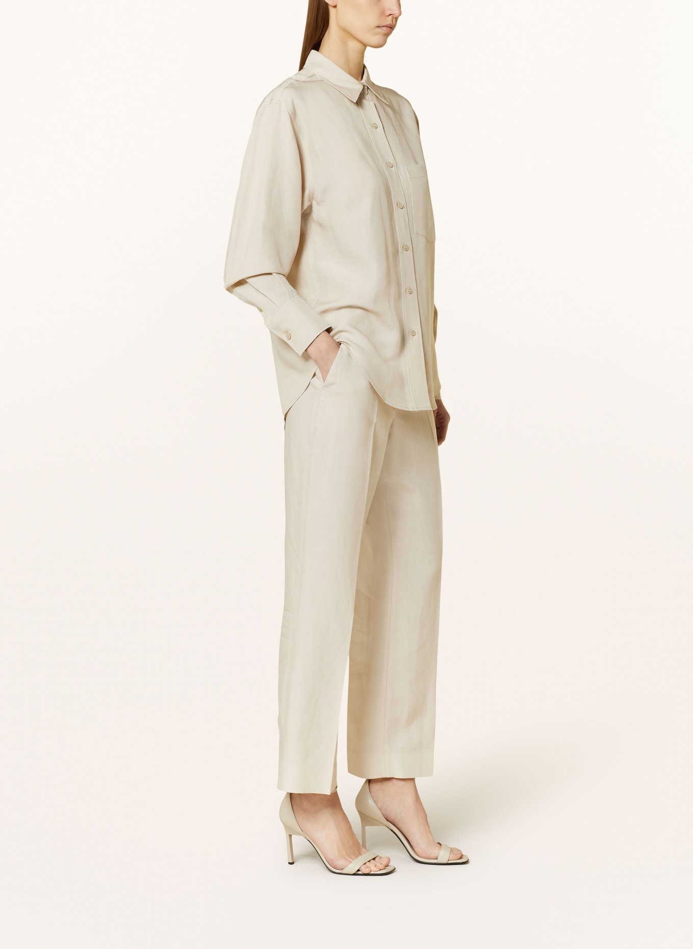 Calvin Klein Spodnie marlena z dodatkiem lnu, Kolor: KREMOWY (Obrazek 4)