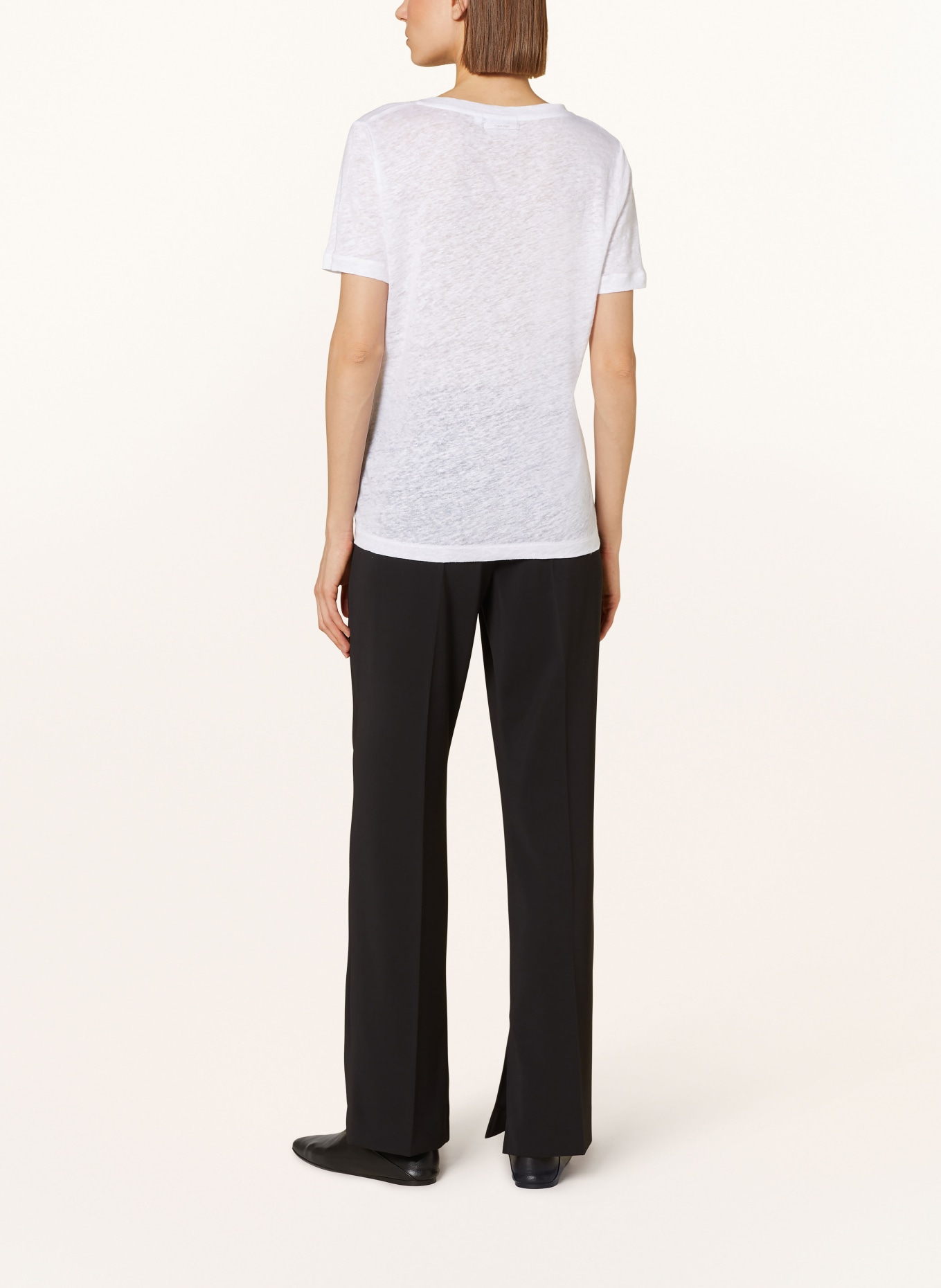 Calvin Klein Lněné tričko, Barva: BÍLÁ (Obrázek 3)