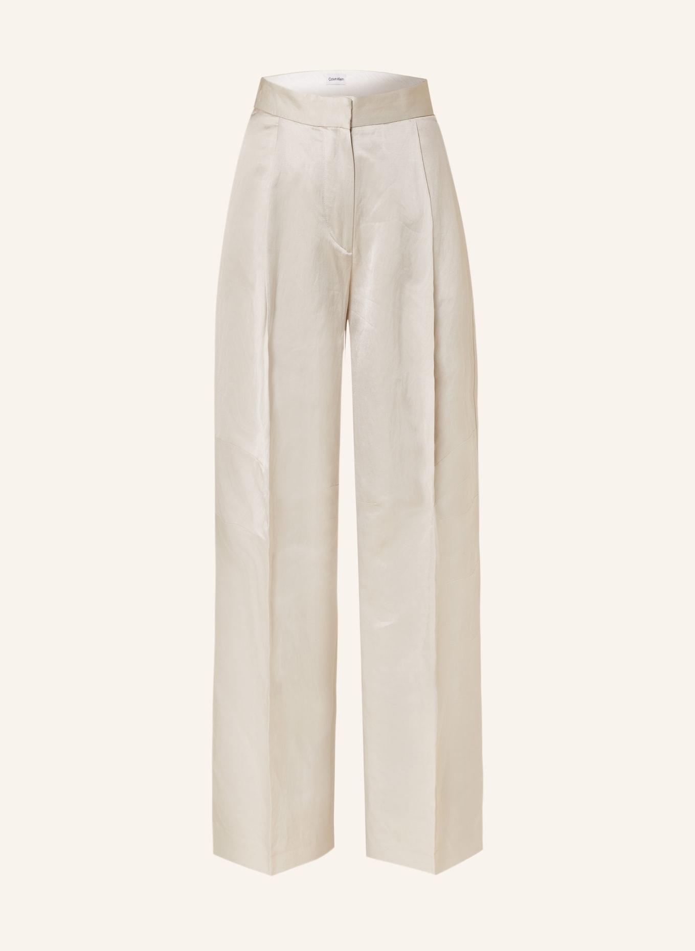 Calvin Klein Wide leg trousers in satin, Color: BEIGE (Image 1)