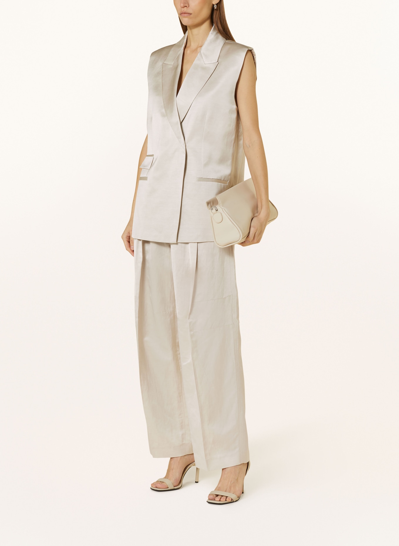 Calvin Klein Wide leg trousers in satin, Color: BEIGE (Image 2)