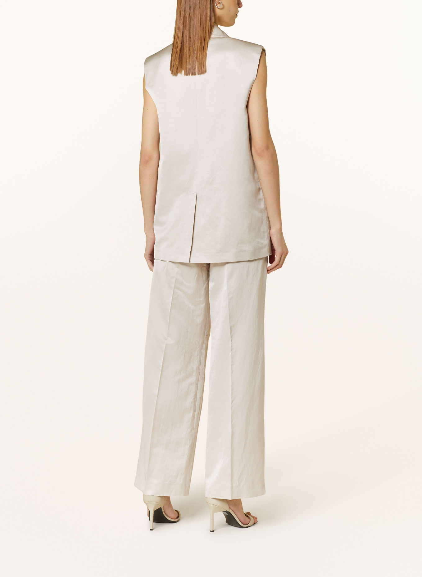 Calvin Klein Wide leg trousers in satin, Color: BEIGE (Image 3)