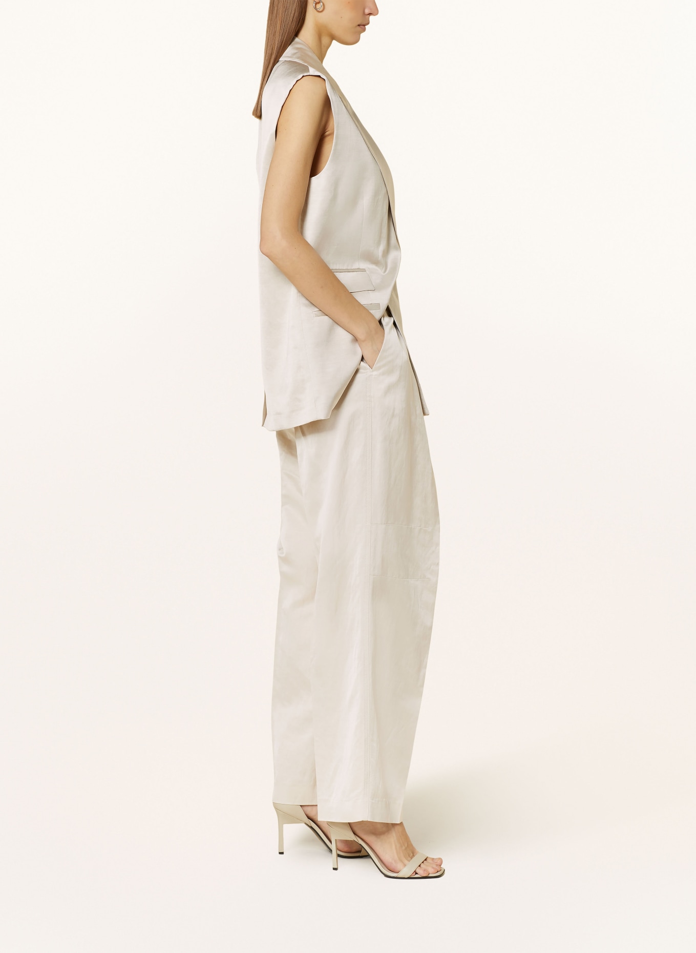 Calvin Klein Wide leg trousers in satin, Color: BEIGE (Image 4)