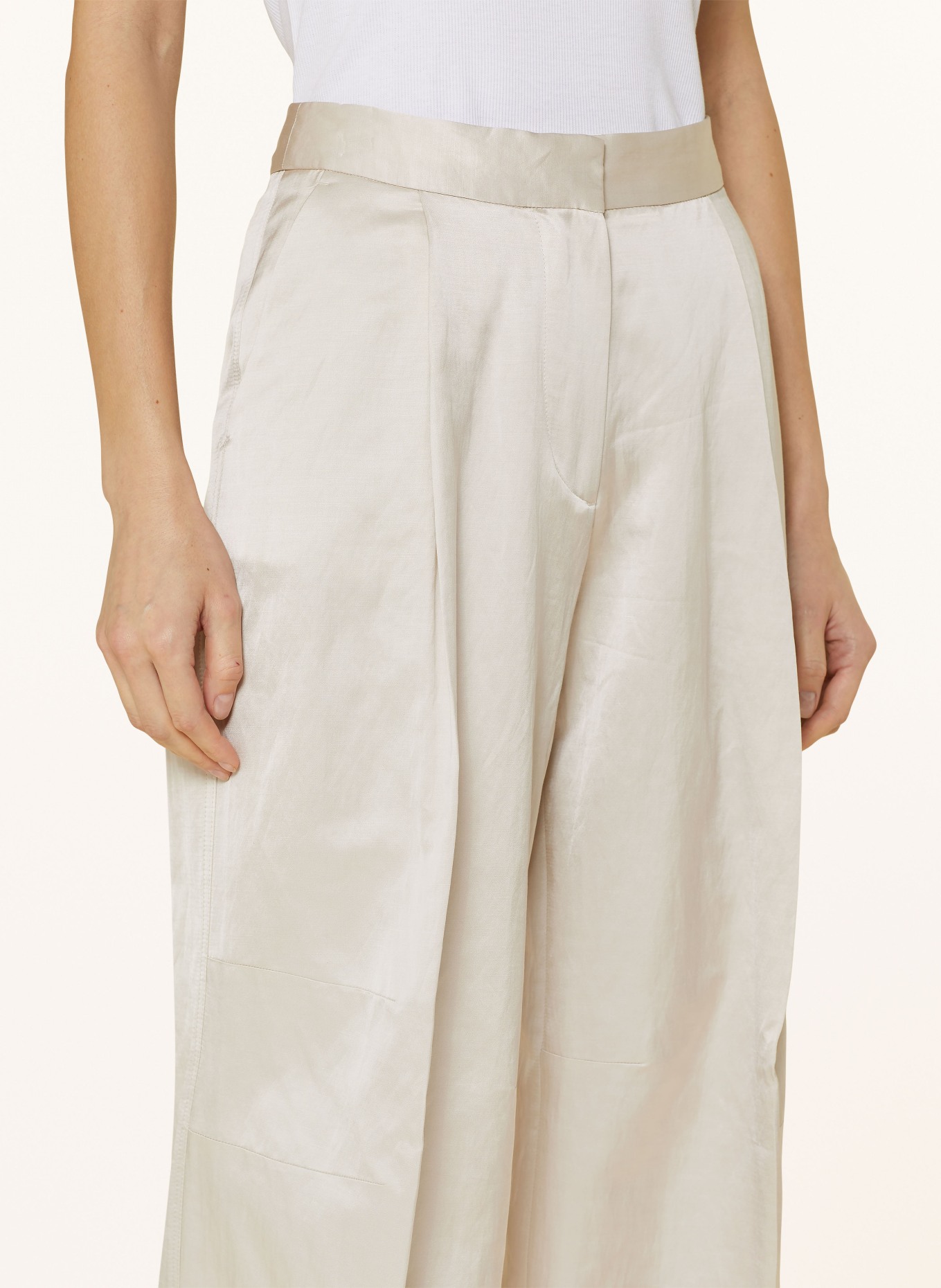 Calvin Klein Wide leg trousers in satin, Color: BEIGE (Image 5)