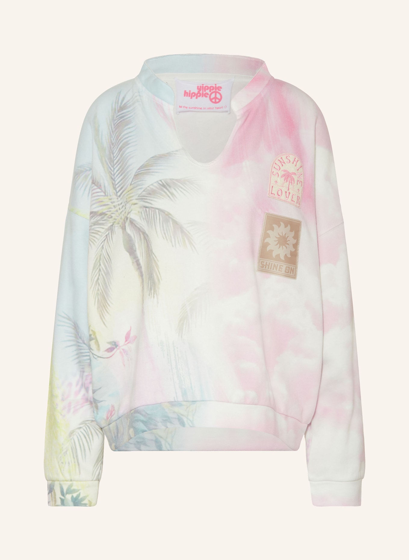 yippie hippie Sweatshirt, Color: WHITE/ PINK (Image 1)